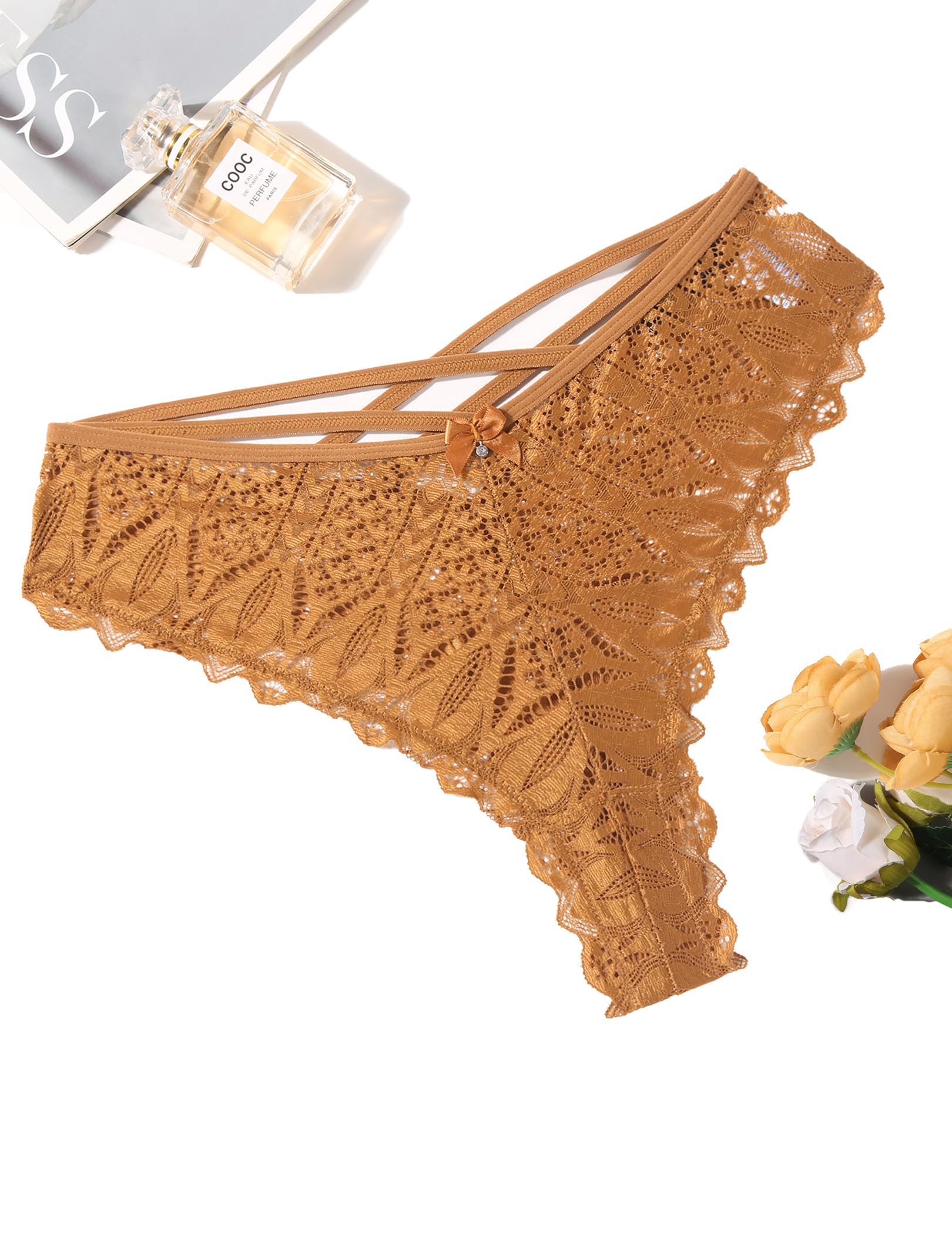 Avidlove Womens Underwear Lace Thongs Cheeky Panties with Criss Cross Back