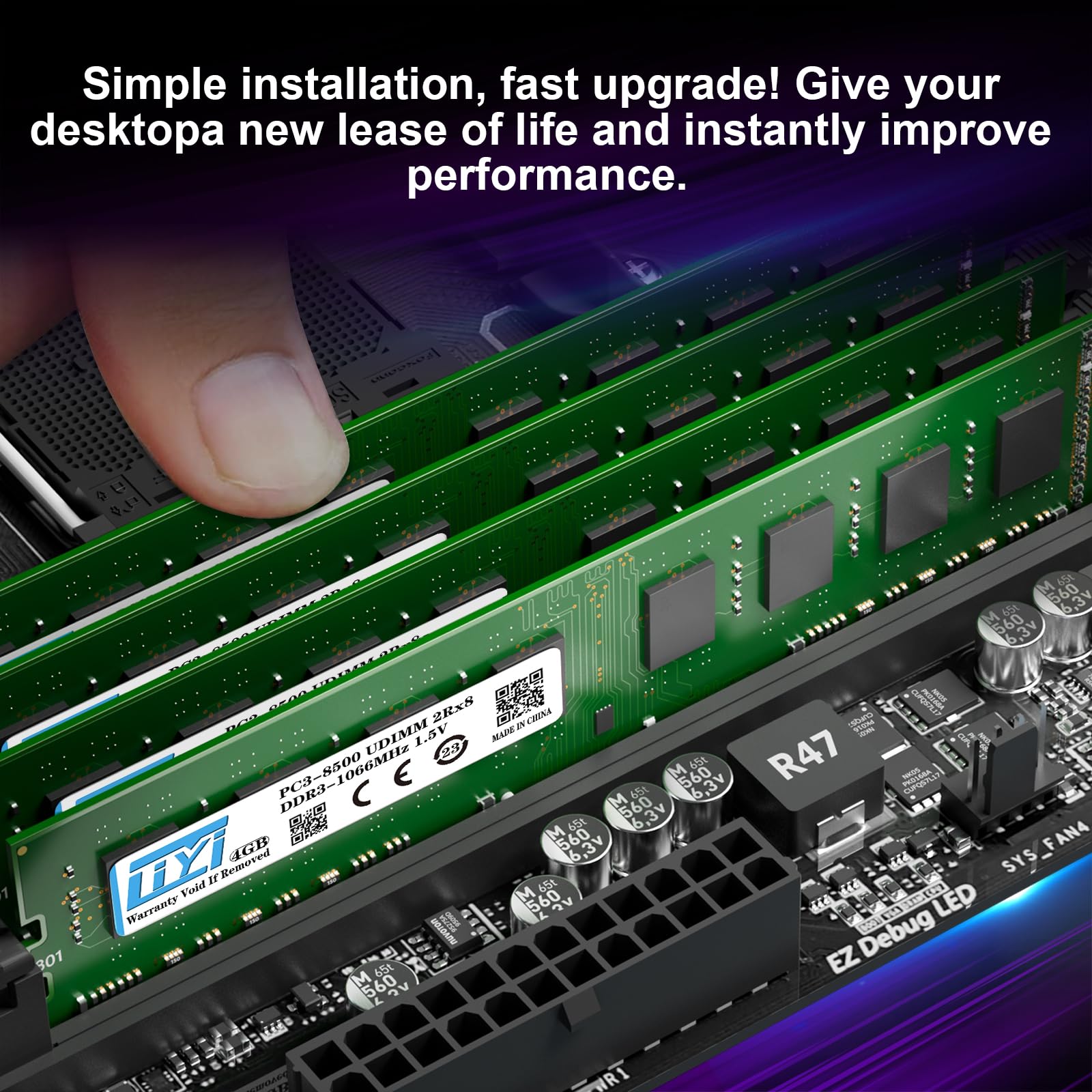 LIYI DDR3 8GB Kit (2x4GB) - 1066MHz PC3-8500S, CL7 Unbuffered Non