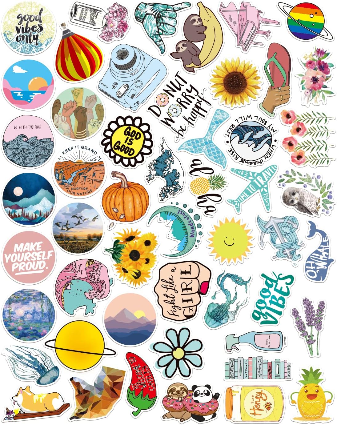 amazon com 100pcs cute vsco stickers funny waterproof vinyl stickers decals for water bottle skateboard laptop scrapbook aesthetic stickers pack for kids teens adults girls women toys games