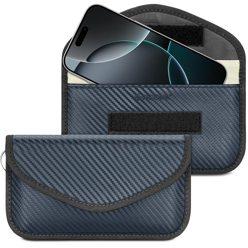 TICONN Bolsa Faraday Grande para Chave Automotiva, Bloqueio de Sinais NFC e RFID, 2 unidades
