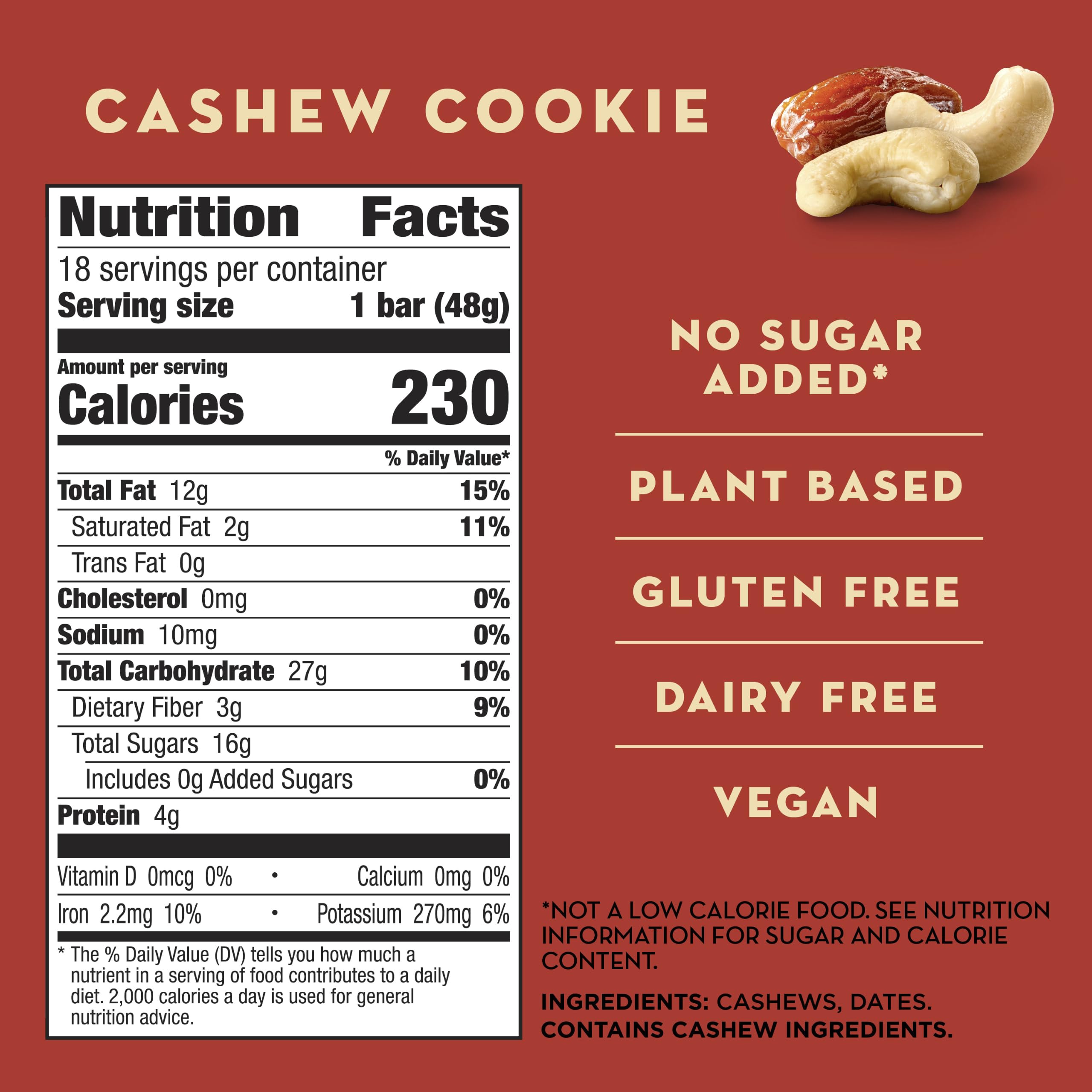 Larabar Biscuit aux noix de cajou, sans gluten, végétalien, barre de fruits et de noix, 18 ml