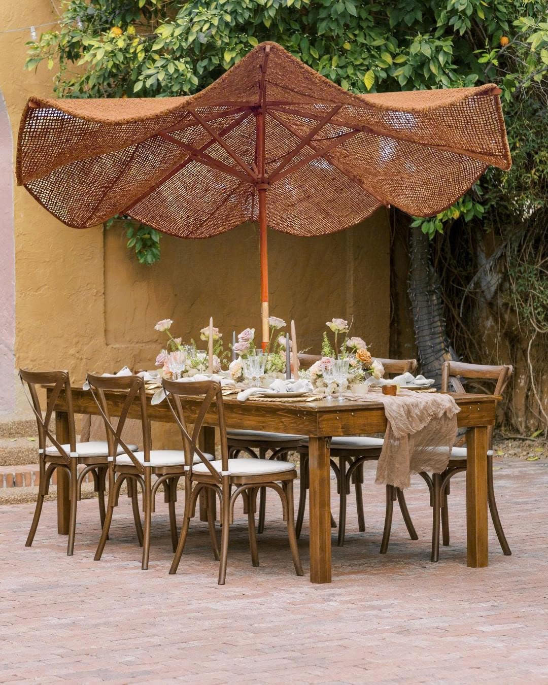 Tissu de rechange pour parasol de 300 cm, 100 % fibre de coco, pour 8 baleines, naturel et durable