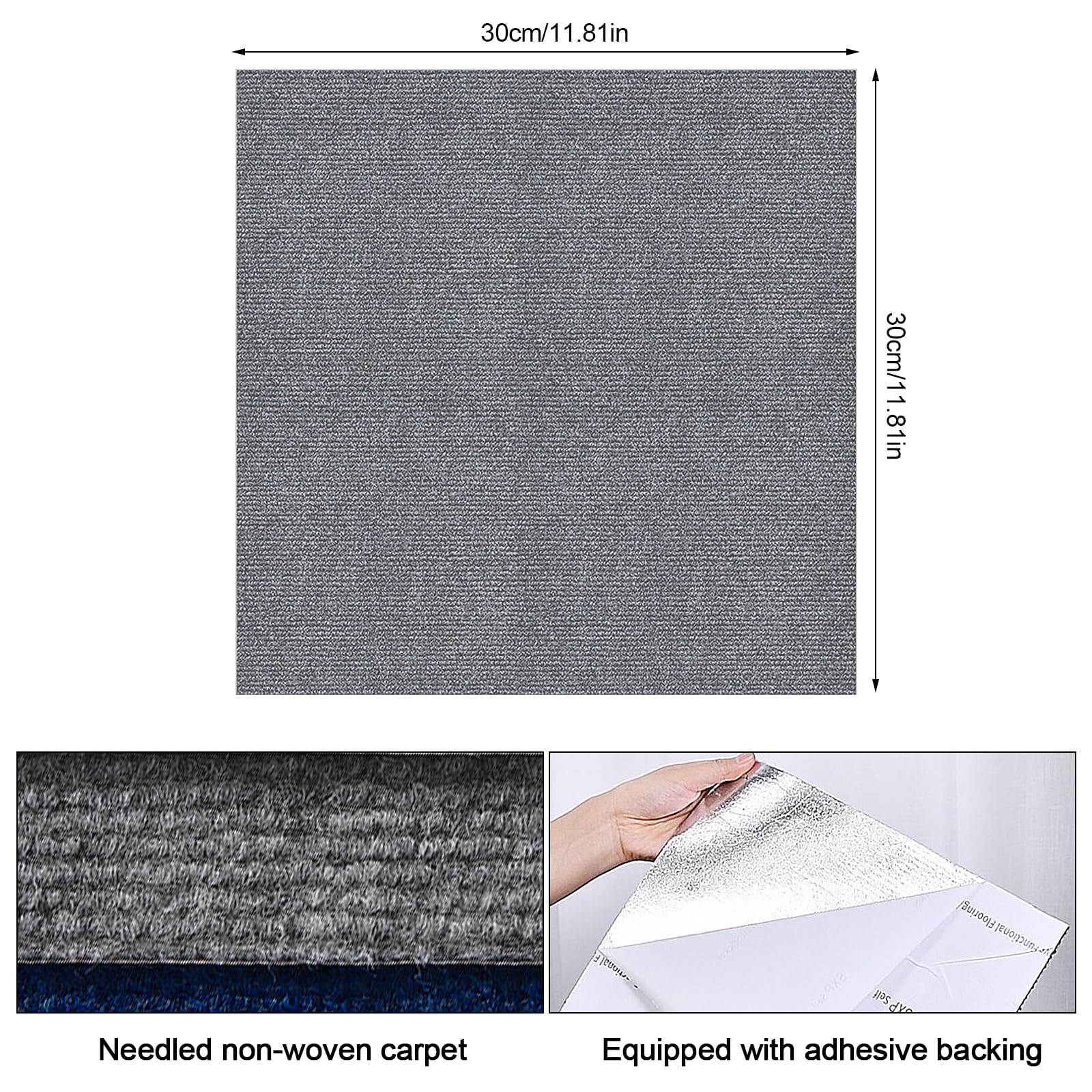 Floor Tiles Self Adhesive, Peel and Stick Floor Tiles, Vinyl Flooring, Floor Stickers Waterproof, Kitchen Bathroom Stick on Floor Tiles, 30 * 30cm*4mm (Light grey 16pcs) - Image 3