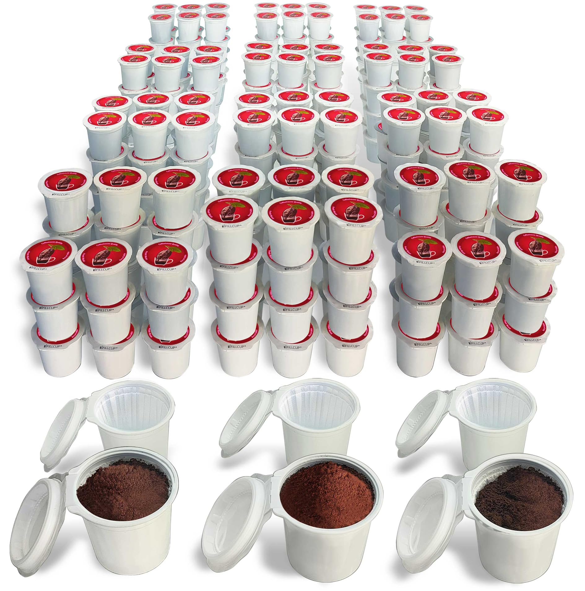 288 iFillCup Pods Red, Fill Your Own Coffee 1 &amp; 5 Needle K Cup Brewers