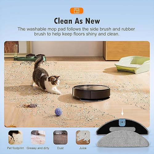 Miniatura 5 de Paquete de 6 almohadillas para trapeador iRobot Roomba Combo j5+  Combo j5  Combo i5+  Combo i5 robot aspirador, repuesto reutilizable de microfibra