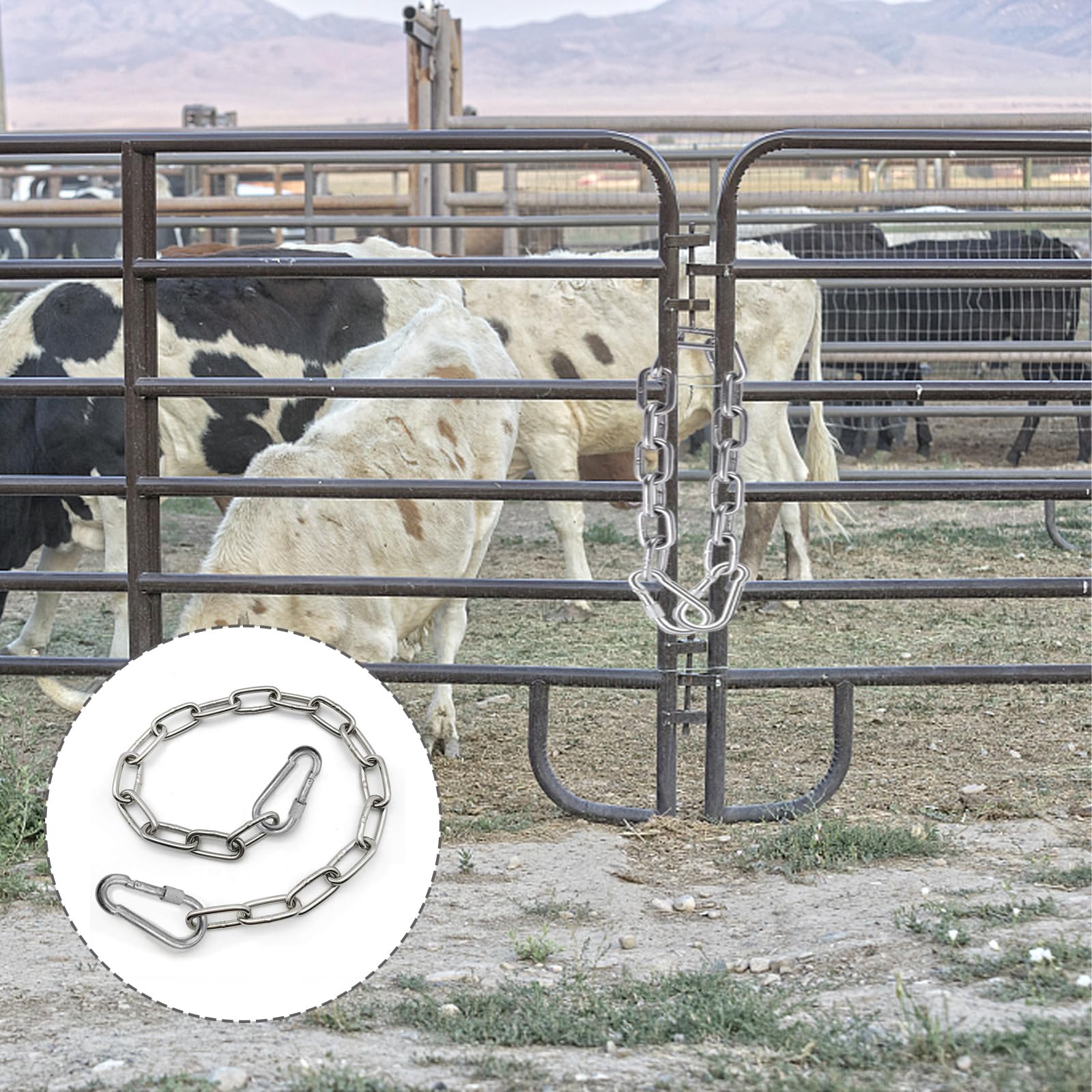 Lock Chain Wvapzwr 20 Inch Gate Chain Lock For Outdoor Fence, Stainless  Steel Gate Link Chain Latch With Double-Ended Carabiners Chain Link Gate  Latches For Pet Chain Tool