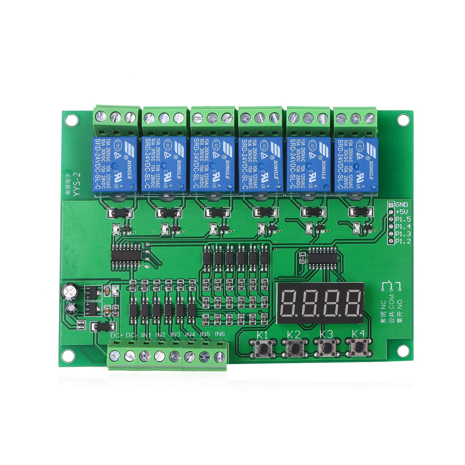 VISLONE DC 5/12 / 24 V Programmable 6-Channel Relay Module Timing Cycle Time Delay Relay Module Control Switch with 0.01s-999min Timing Range