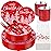 I00000 210Pcs Christmas Plastic Plates - Red Disposable Plates with Red Plastic Silverware Include 60 Plates, 30 Forks, 30 Knives, 30 Spoons, 30 Cups, 30 Napkins for Xmas Party
