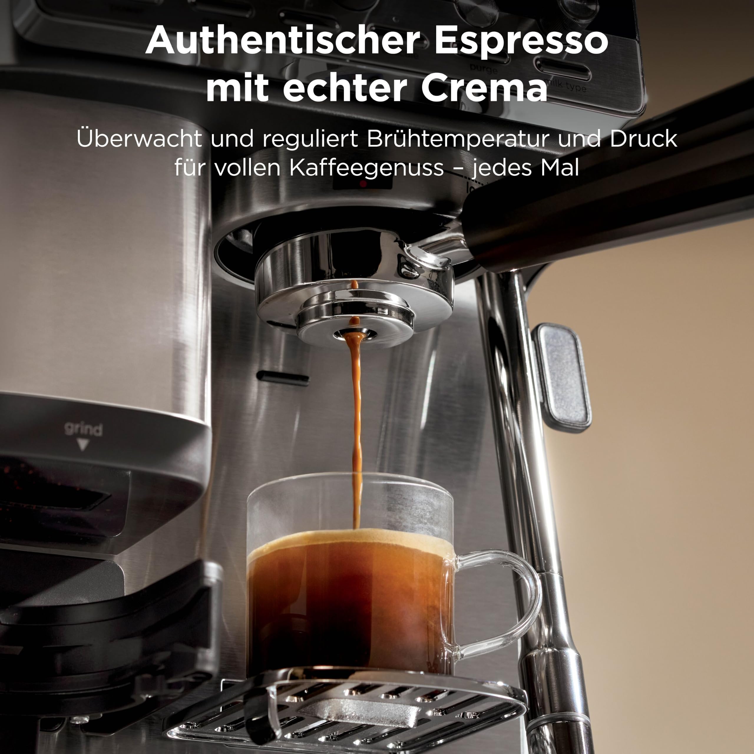 Ninja Luxe Café Mini 2-in-1-Espresso- und Filterkaffeemaschine mit integriertem Mahlwerk und manuellem Milchaufschäumer ES301EU