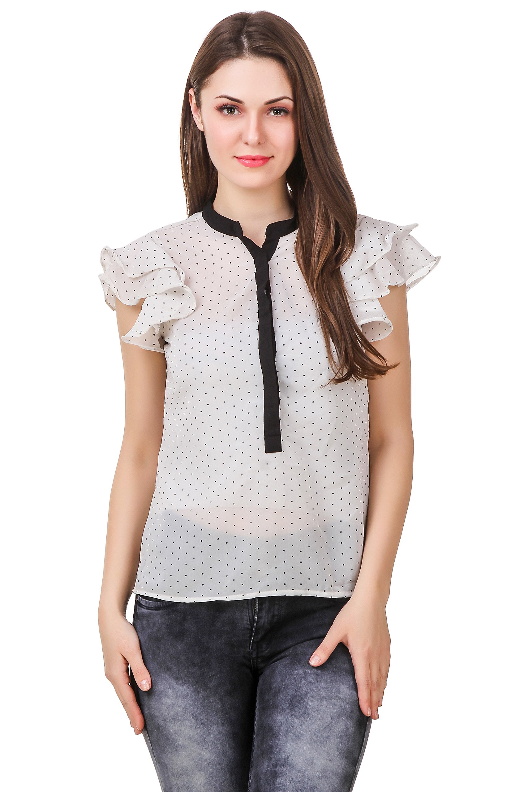 Vibhinta Women's White Polka-dot top