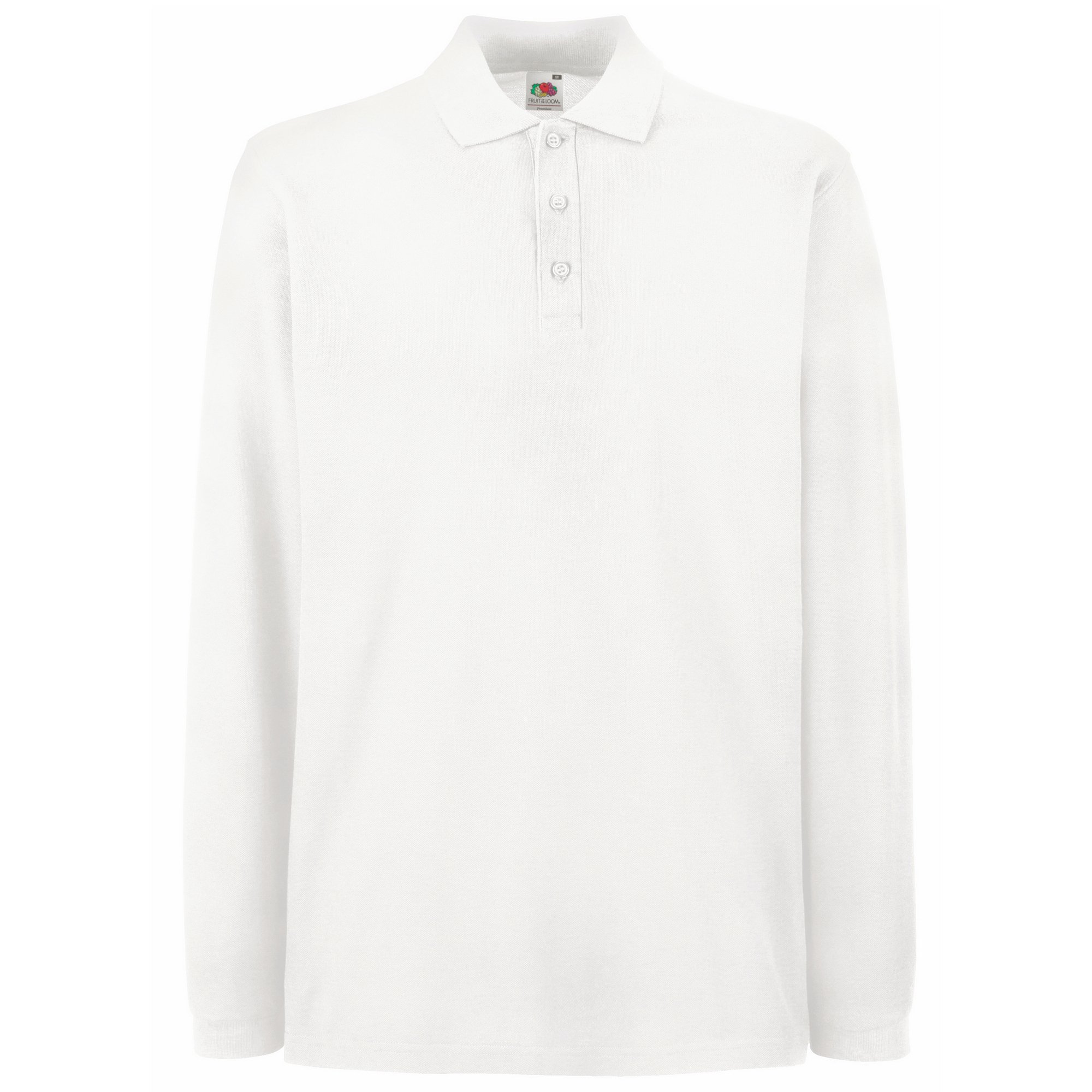 Fruit of the Loom Mens Premium Long Sleeve Polo Shirt (2XL) (White)