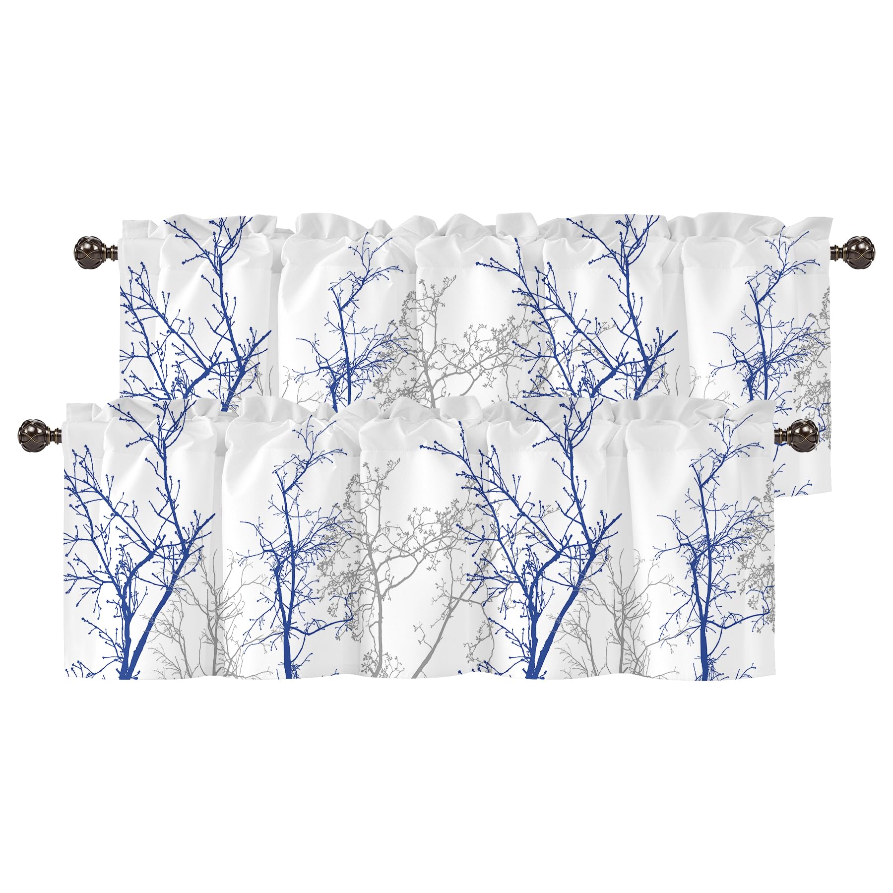 Tree Branch Window Valance, Short Rod Pocket Curtain Sheer 42x12 in