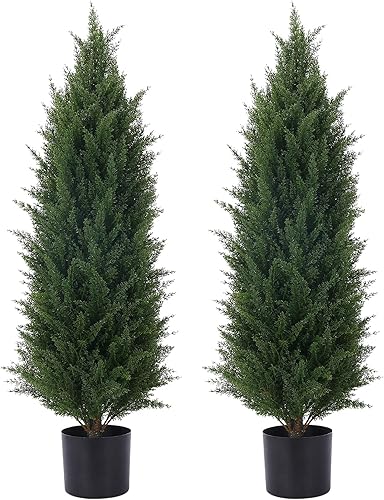 Árbol topiario de cedro artificial de 35 pies 42 pulgadas plantas en maceta resistentes a los rayos UV arbustos artificiales para exteriores