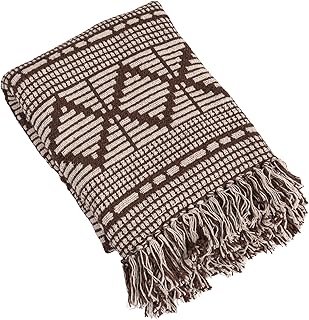 Bloomingville, Brown Soft Recycled Cotton Blend Throw with Diamond Pattern, Beige