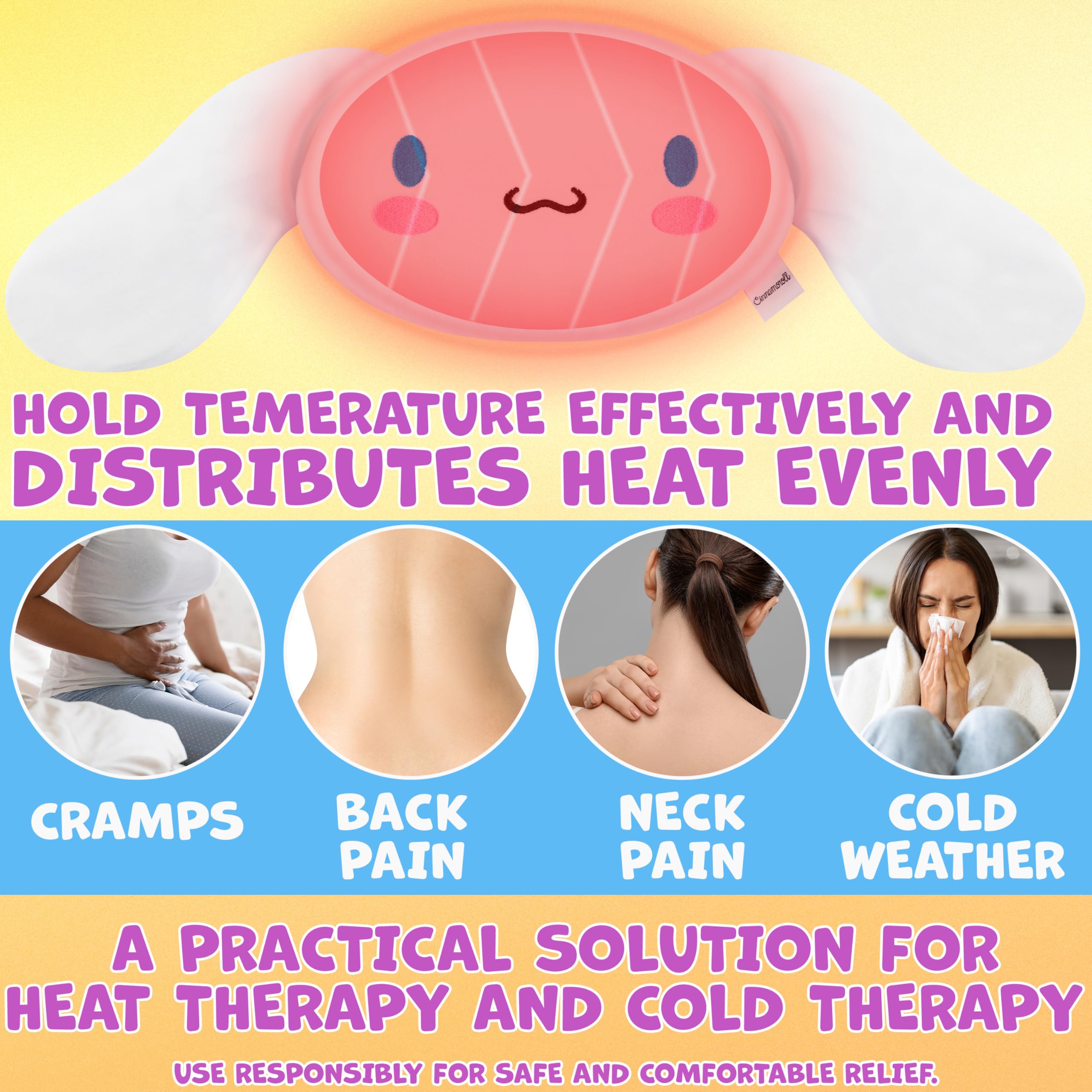 Cinnamoroll Sanrio Riscaldante Microonde, Peluche Termoforo Cervicale e Spalle, Compressa Alleviare Dolori Muscolari e Mestruali Regalo Donna (Bianco Cinnamoroll)