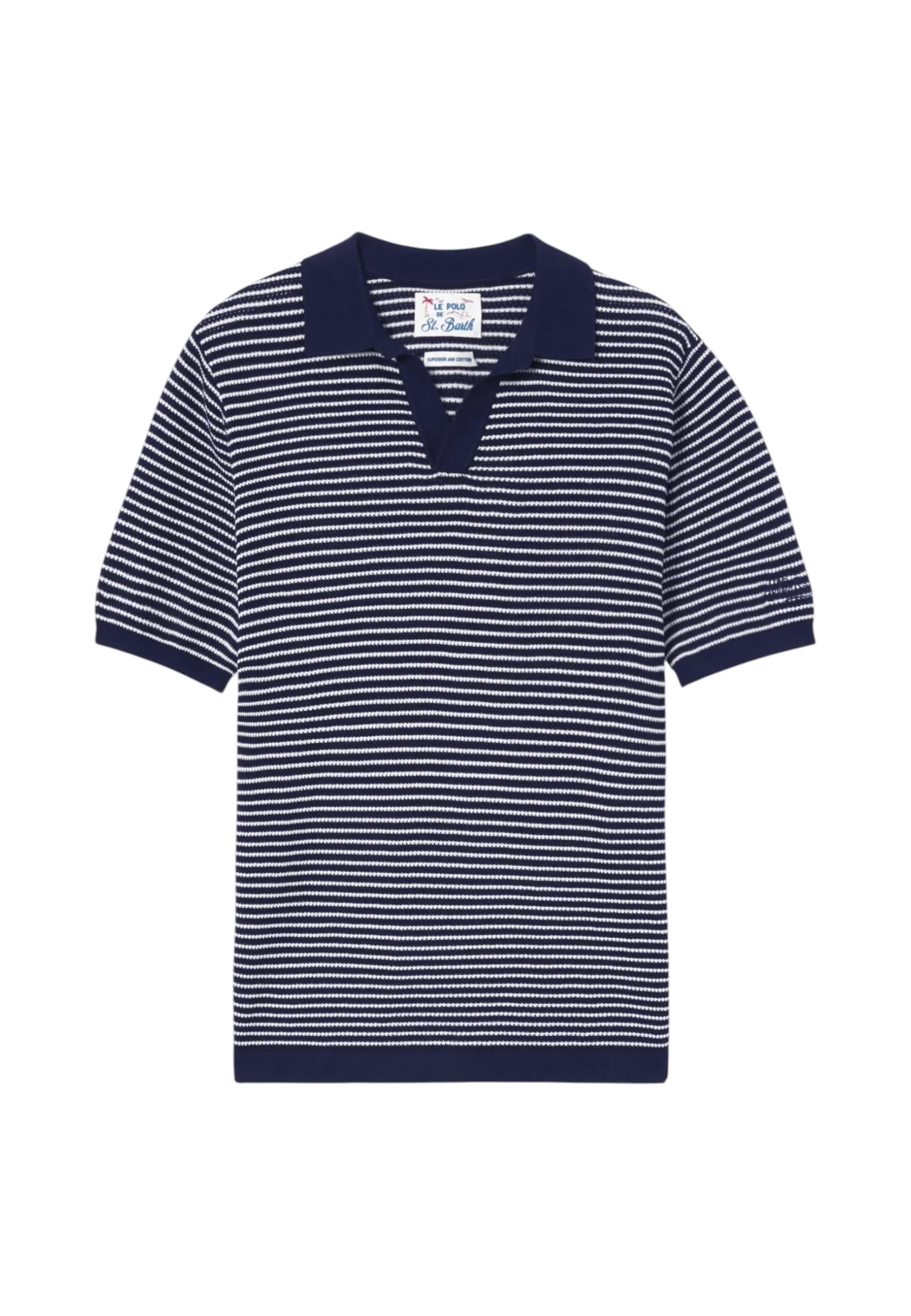 Polo MC2 Saint Barth Bleu Rayé en coton premium haut de gamme