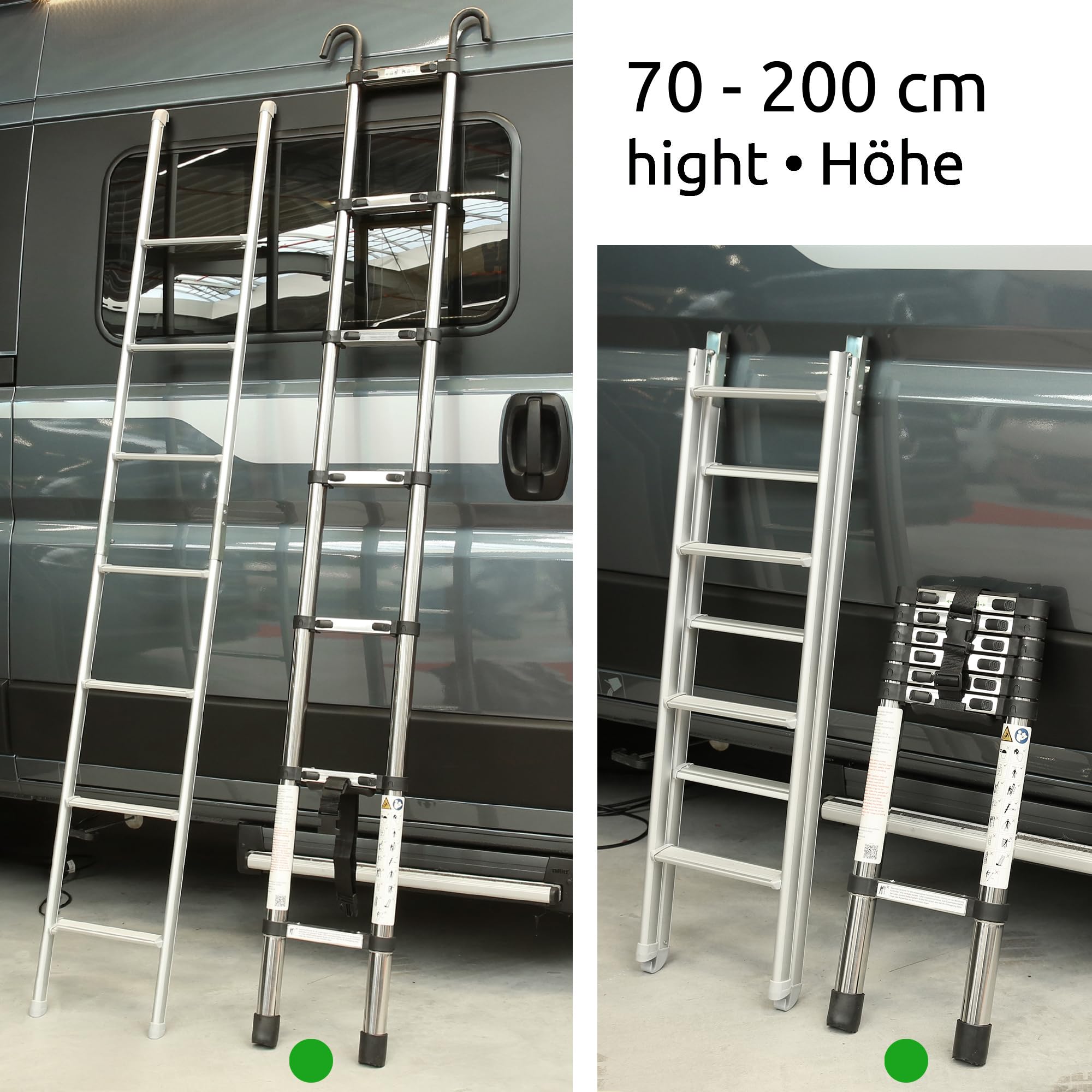your GEAR Pescara - Scala telescopica 2 m in acciaio, max150 kg, scala stretta per camper e camper