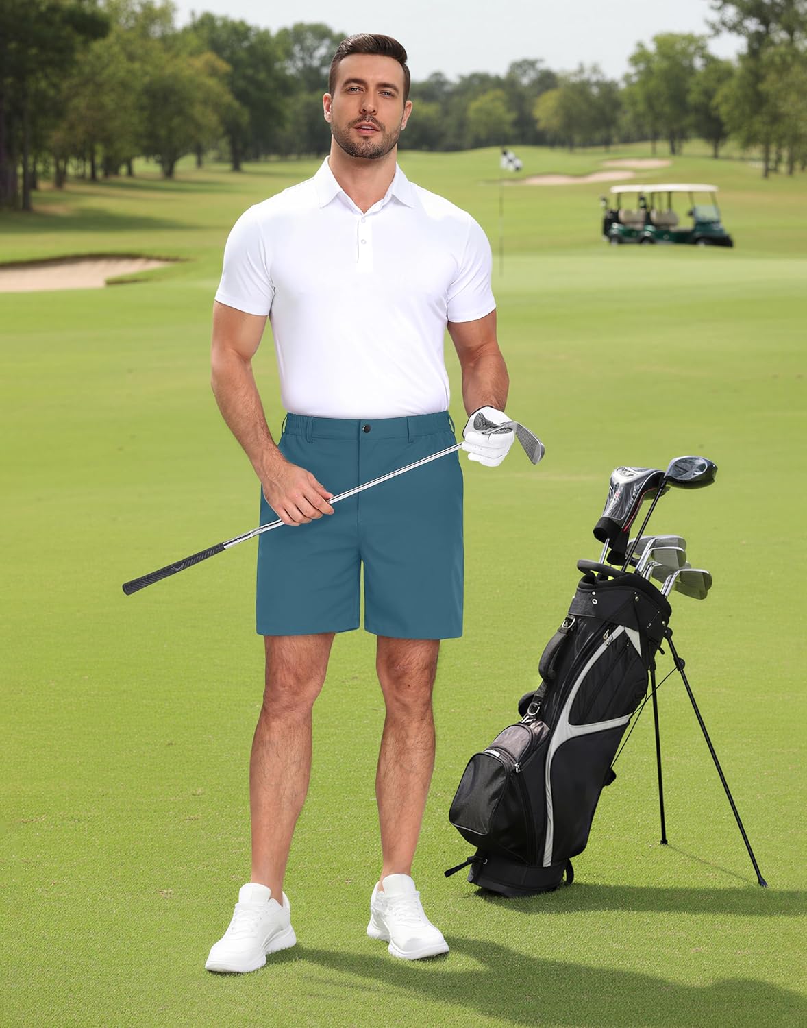 Men's Lightweight Golf Shorts 7" Stretch Quick Dry Casual Work Dress Shorts with 4 Pockets - Image 3
