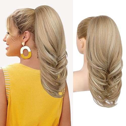 Miniatura 36 de SEIKEA Extensión versátil de cola de caballo con cordón, 26 pulgadas de largo, ondulado, con clip de varias capas, extensiones de cabello de cola