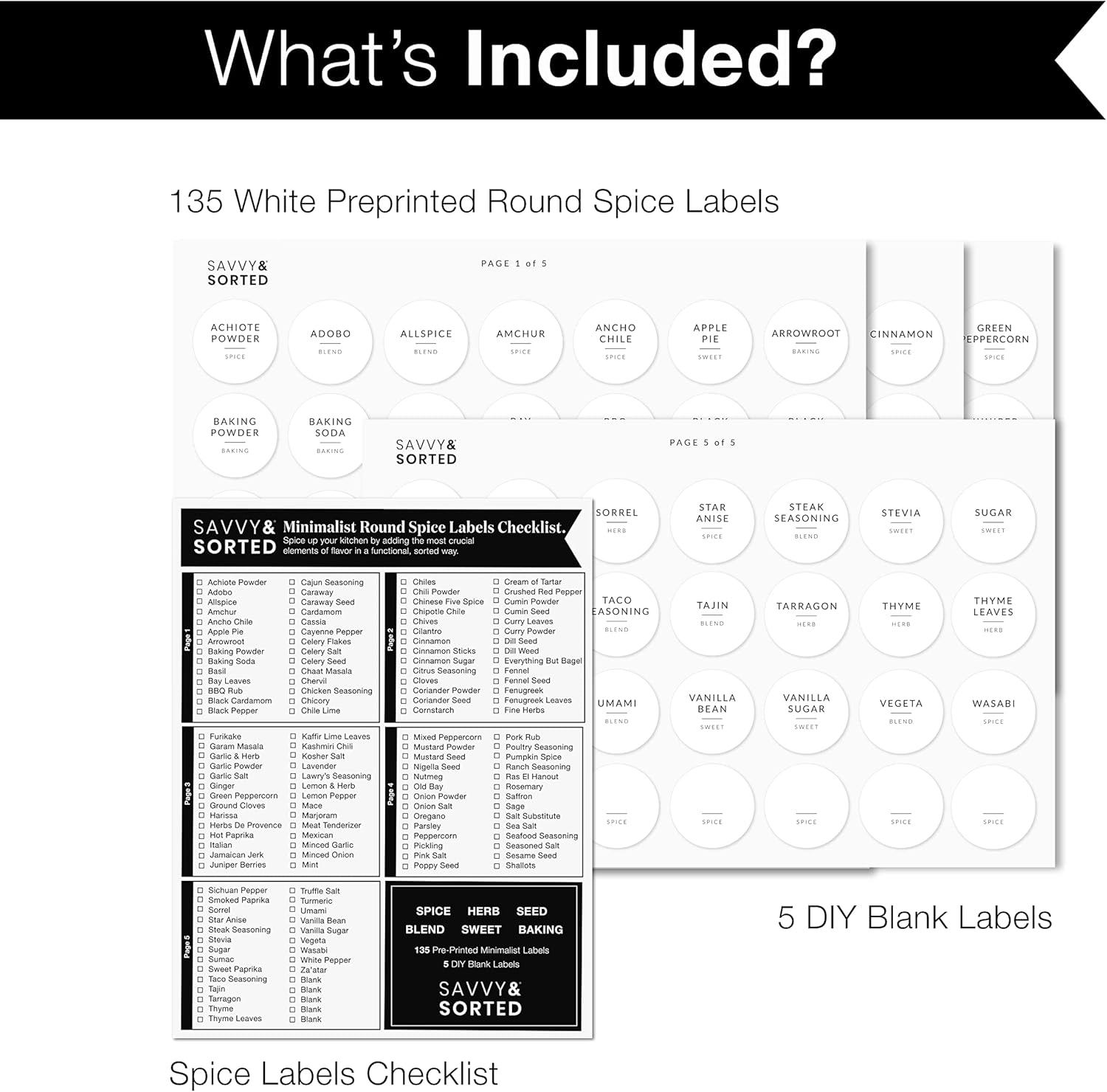 Buy 140 Round Spice Labels Stickers Preprinted - Spice Jar ...