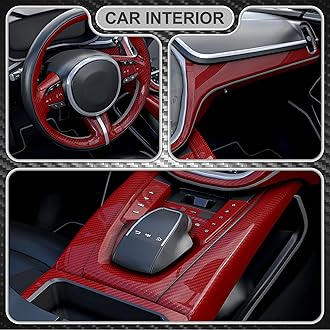 Lypumso 6D Carbon Fiber Vinyl Wrap Roll, Super Glossy Car Wrap Film Featuring Bubble Free Air Release Technology, Car Moto DIY Interior Exterior (High Gloss Red, 1ft x 5ft)