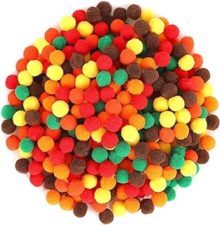 SEPGLITTER Bolas de pompones de otoño, 1000 piezas (naranja, marrón) para manualidades, decoraciones de fiesta de otoño/Acción de Gracias (6 colores, 1 cm)