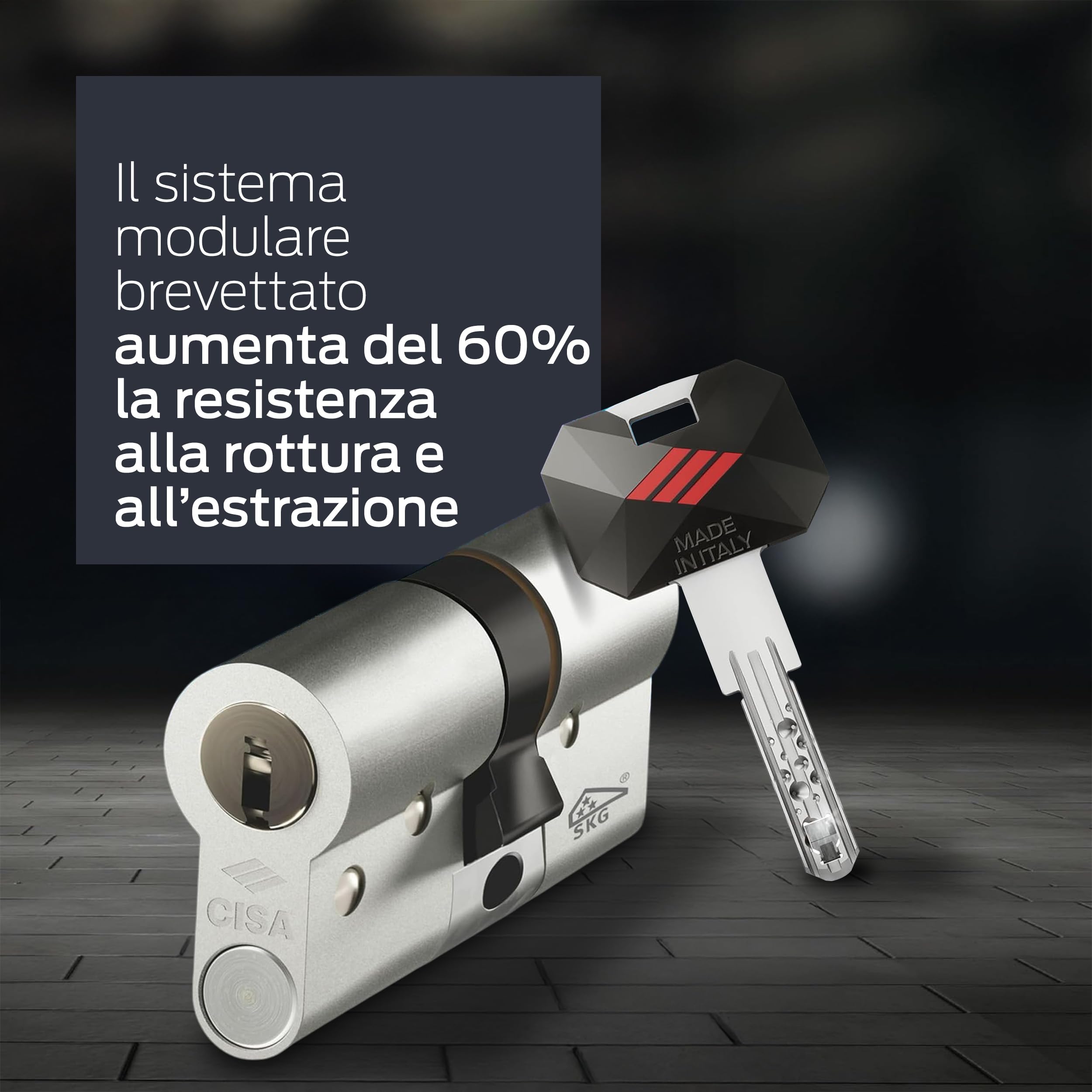 CISA - Cilindro Europeo RS5 10R3M707012 per Serratura Porta Blindata - Cilindro Serratura 30/30 con 5 File di Perni Radiali e 3 Chiavi a Duplica Digitale Protetta - Predisposizione al Pomolo