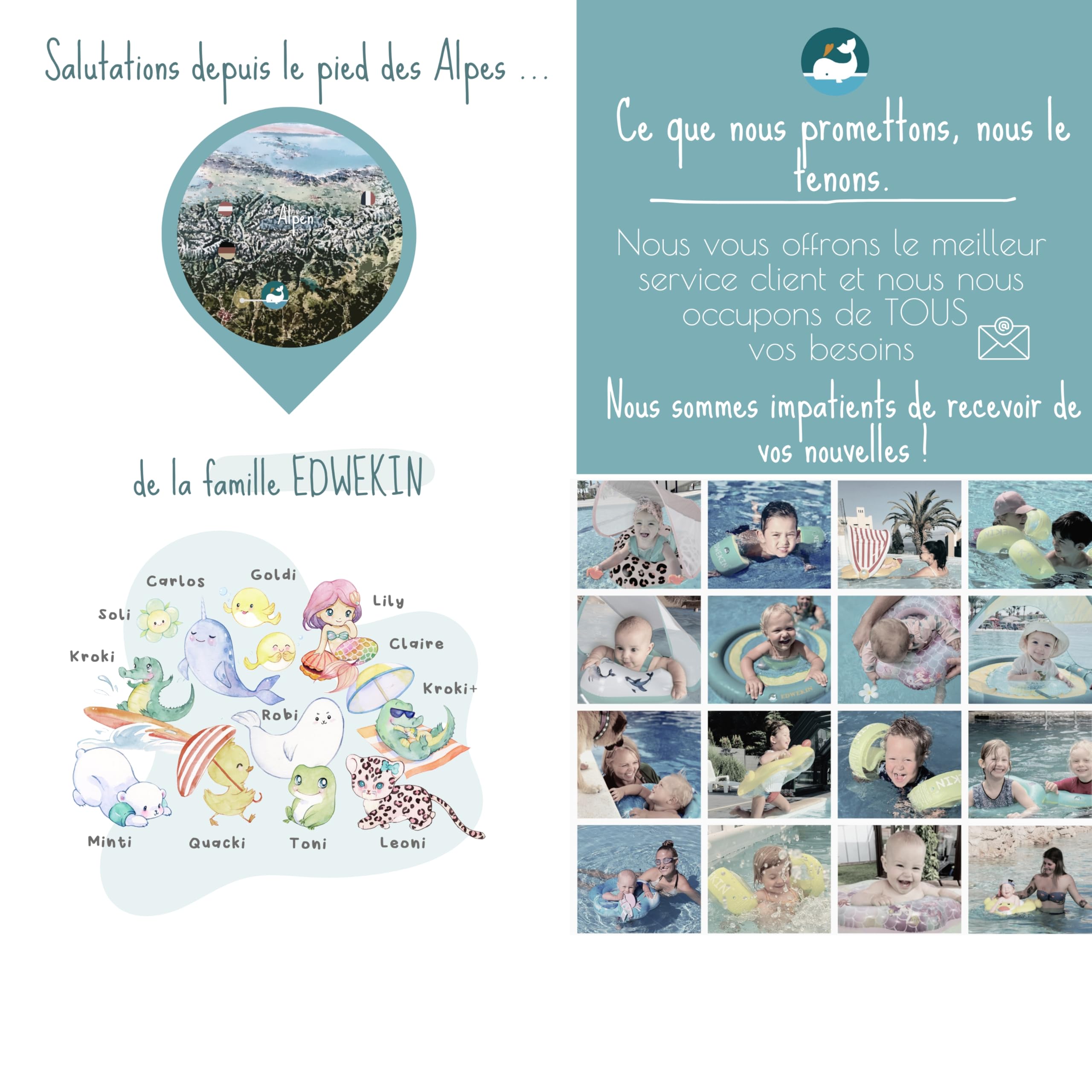 EDWEKIN® Brassards de Natation pour Enfants avec Noyau en Mousse et Surface en Tissu - Aide à la Natation Parfaite et élégante pour bébés et Enfants de 1 à 6 Ans