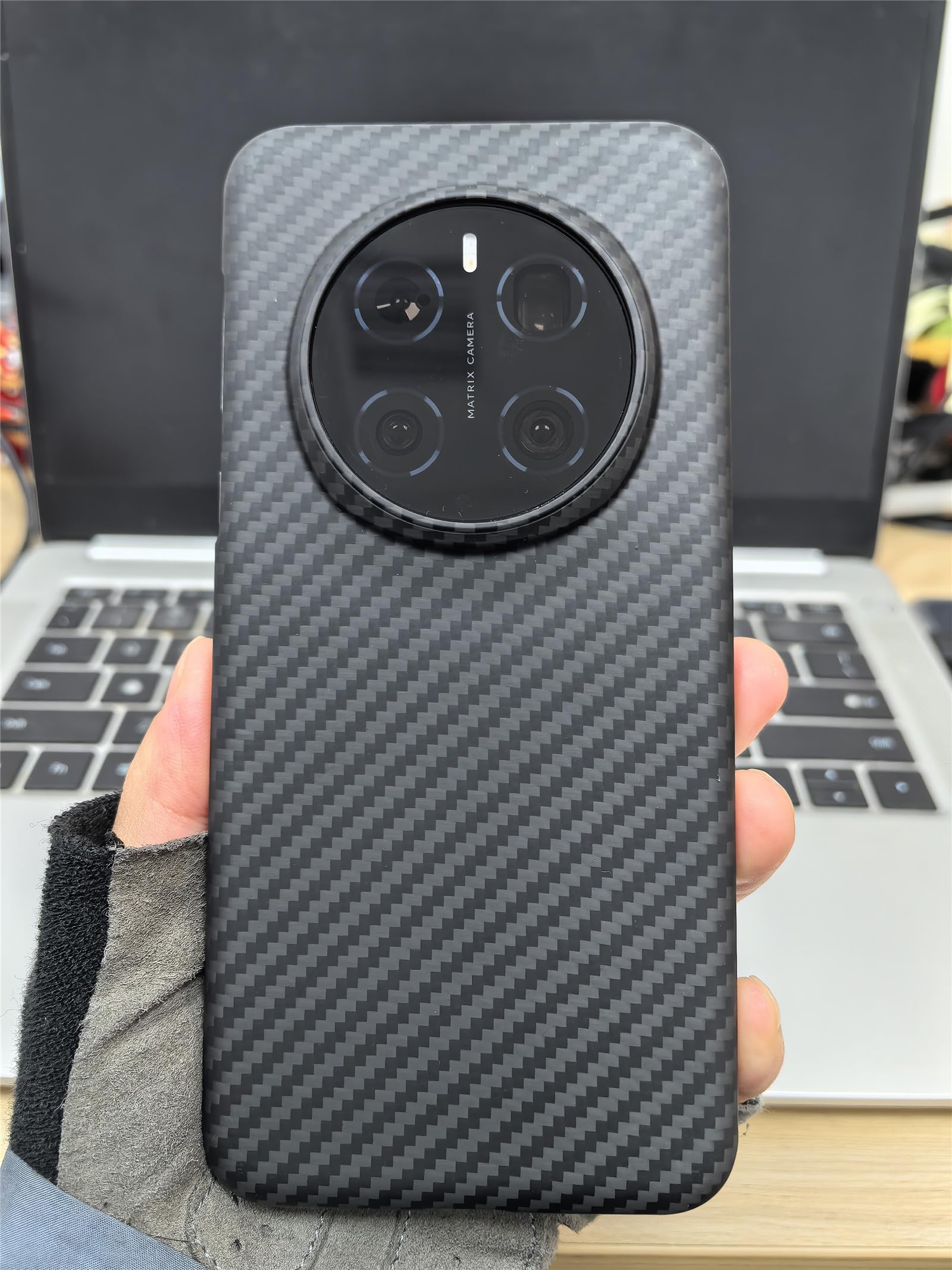 Effcotuo Custodia per Honor Magic 7 Pro Cover [Fibra di Carbonio] Morbido TPU Custodia Protezione Anti Scivolo/Antiurto per Honor Magic 7 Pro Case - Nero