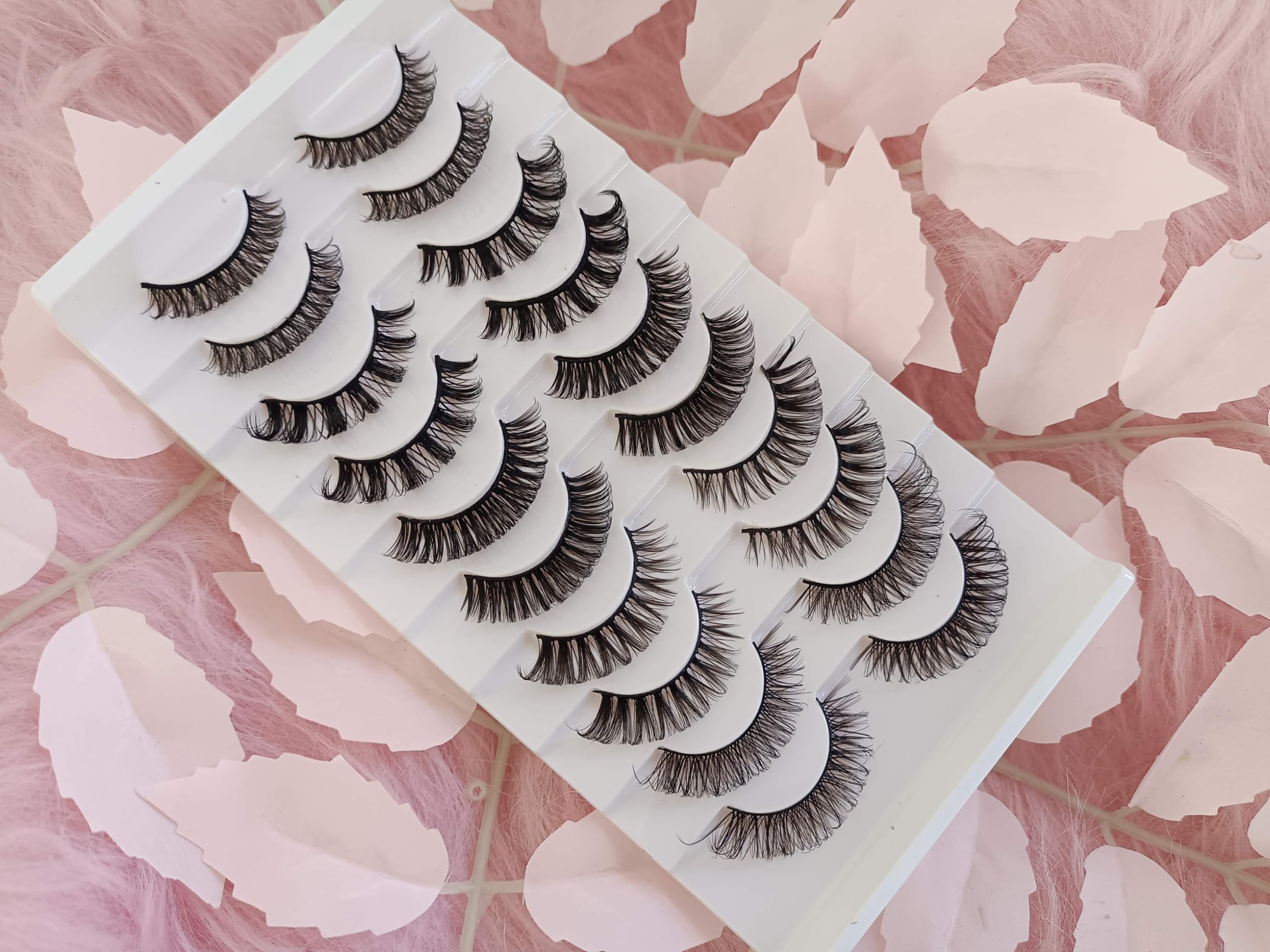 Eyelashes Soft 10 pairs Natural Looking Handmade 1 pack of 10 pcs Cat Eyelashes Fake Russian Reusable D Curl False Eyelashes (DH06-H5 Multi-Sizes) - Image 2