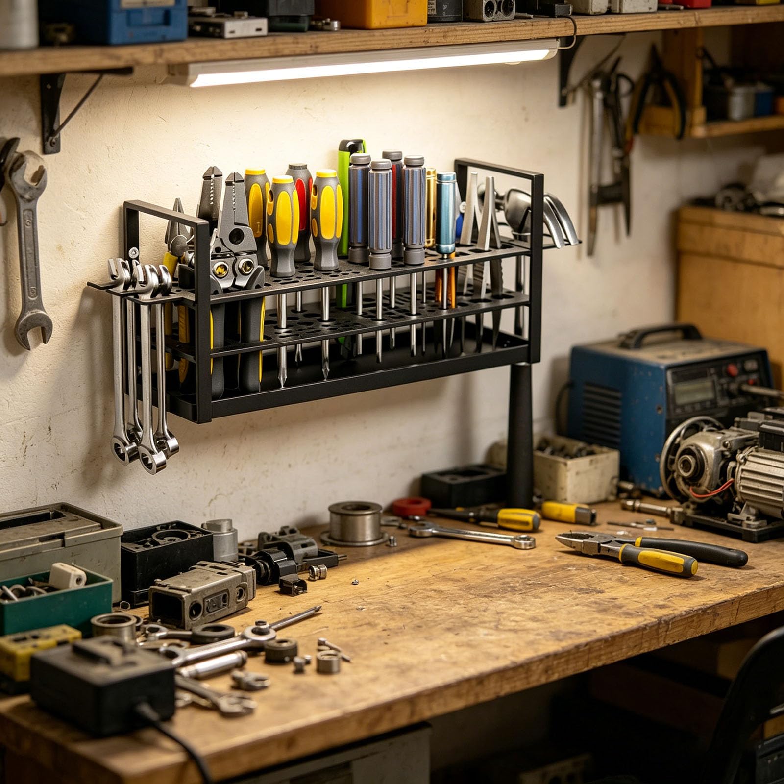 Portautensili da parete per garage Robusta soluzione stoccaggio in metallo per martelli cacciaviti Pianificatore utensili industriali