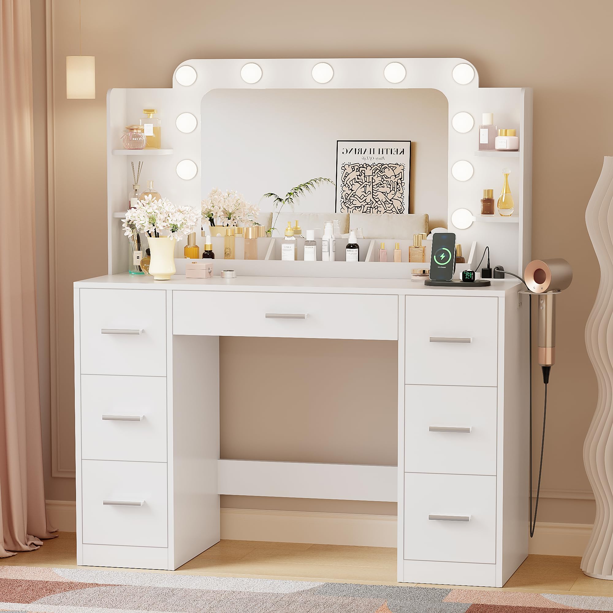 ドレッサー・鏡台 KARE Dressing Table Vanity 102x47cm Amazon.com: YESHOMY Vanity Desk with Large Lighted Mirror, Power