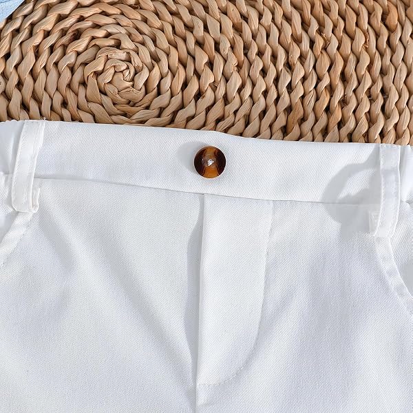 Set di Vestiti Estivo per Neonati e Bambini una Graziosa Polo con Orsetto + Elastico in Vita Pantaloncini e Tasche 2 Pezzi Completo Tuta Abiti per Primavera - 5