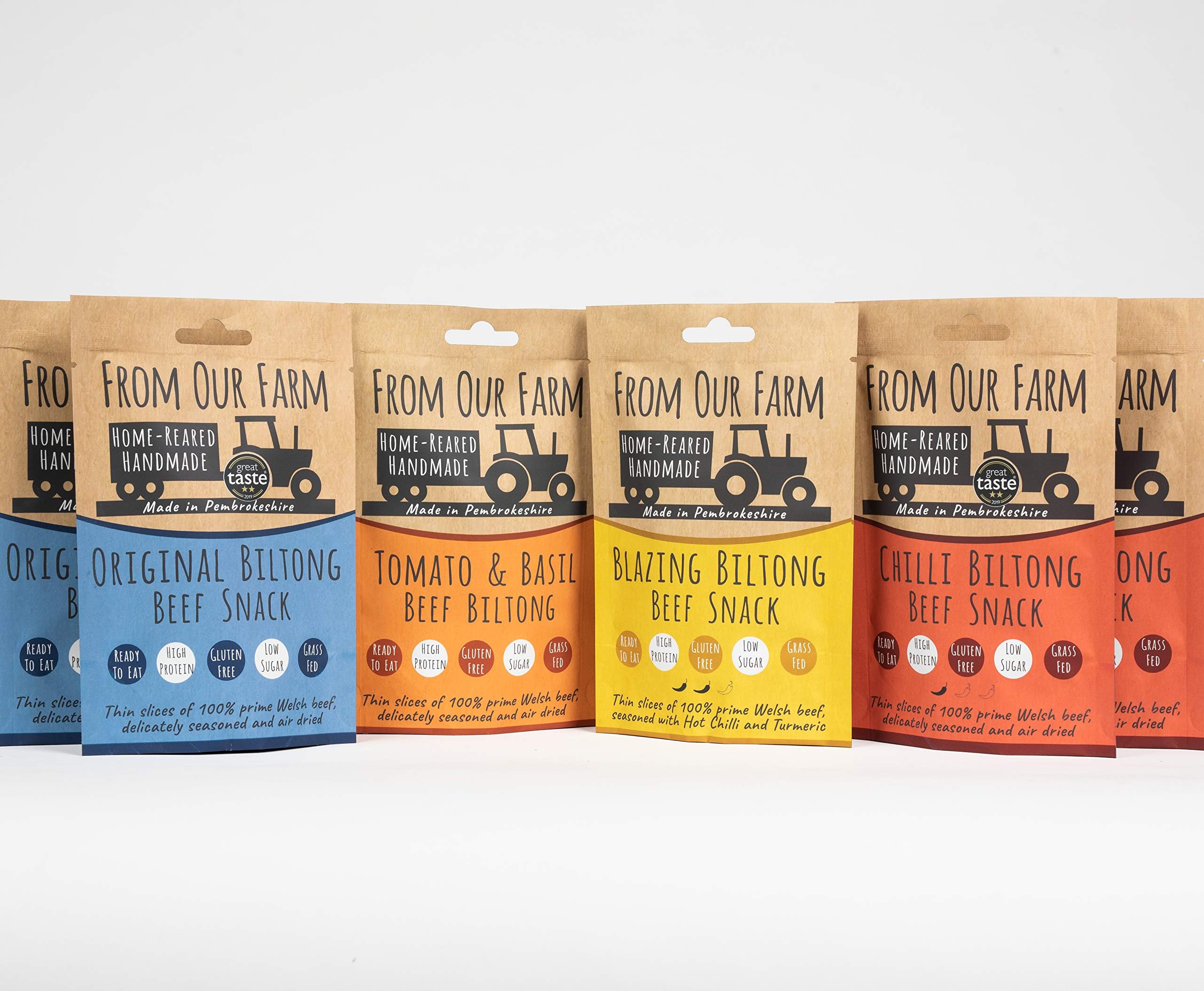 From Our Farm Biltong - 6 x 35g - Prime Welsh Beef (Variety Pack)