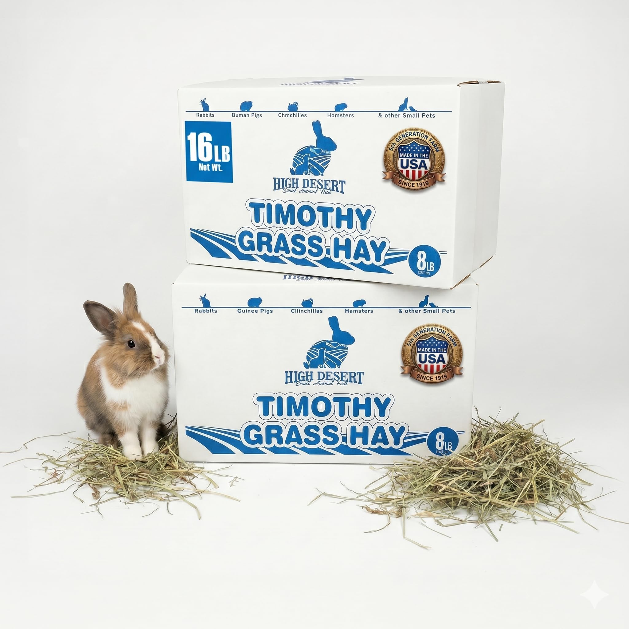 High Desert 1st Cut Timothy Hay for Rabbits, Guinea Pigs, and Small Pets, Premium Grass Hay for Daily Feeding and Digestive Health, Natural Rabbit Food and Guinea Pig Food, Small Pet Supplies, 16 lb