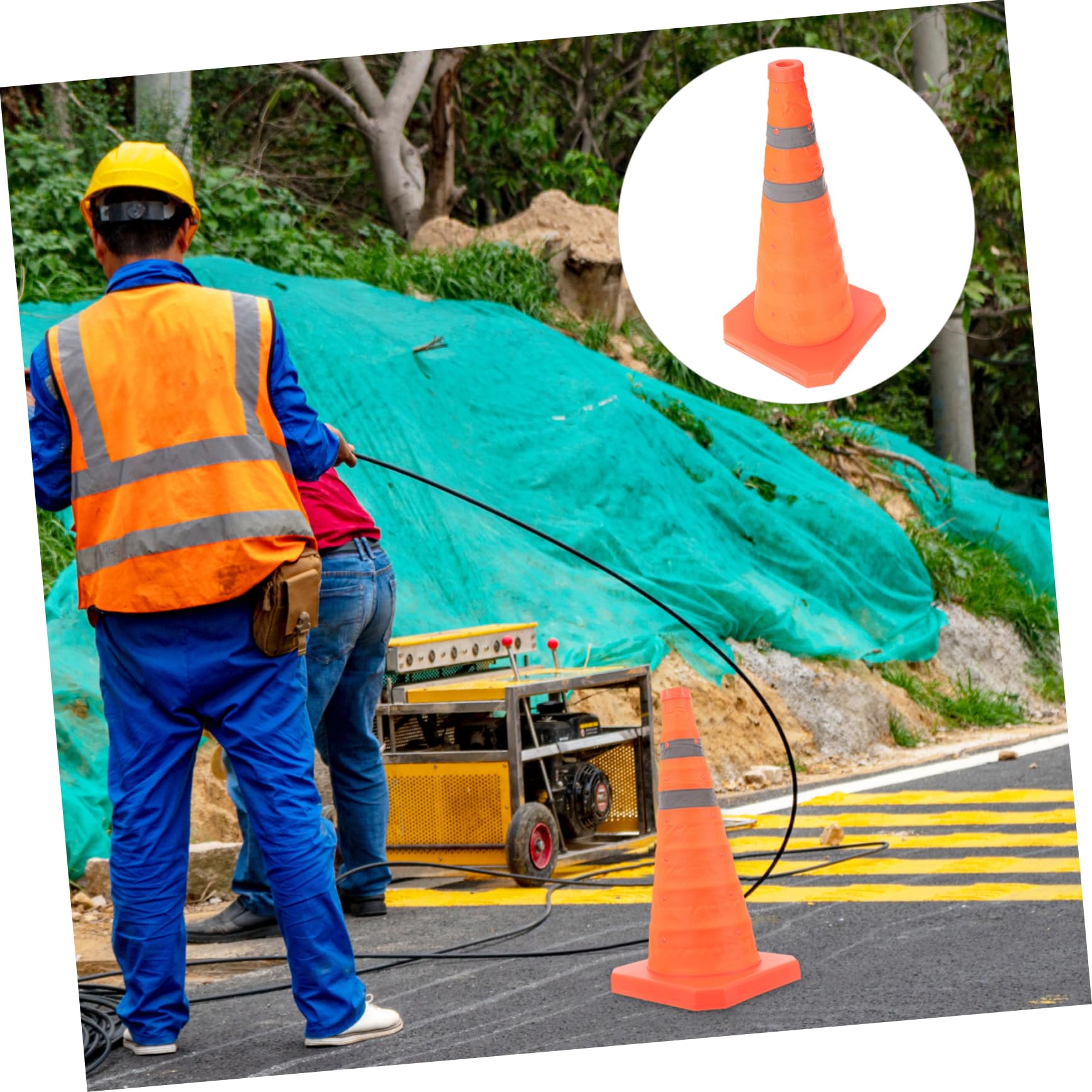 FUNOMOCYA Collapsible Safety Cone Barricade Highway Traffic Delineator Post for Emergency Construction Areas