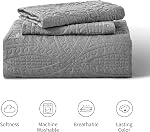 Love's cabin King Couvertures de lit grises de taille - Lit souple Summer Quilt Lightweight Microfibre Bedspread- Style moderne Coin motif couverture pour toute la saison - 3 Pièce (1 Couette, 2 Shams d'oreiller)