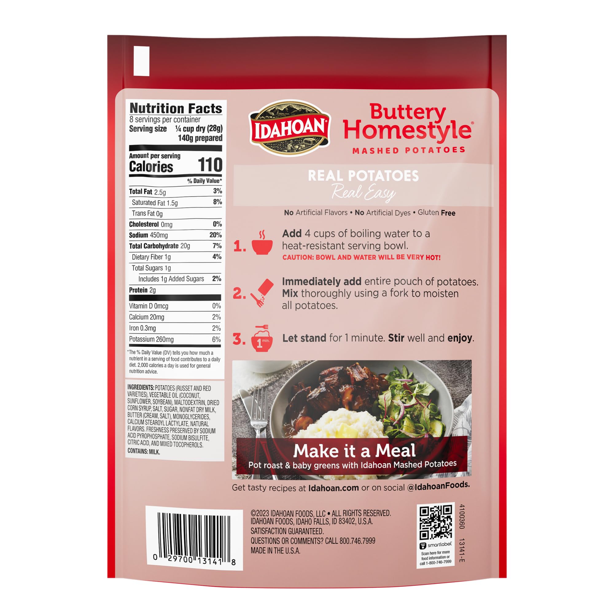 Idahoan Mashed Potatoes, Buttery Homestyle, 8 oz