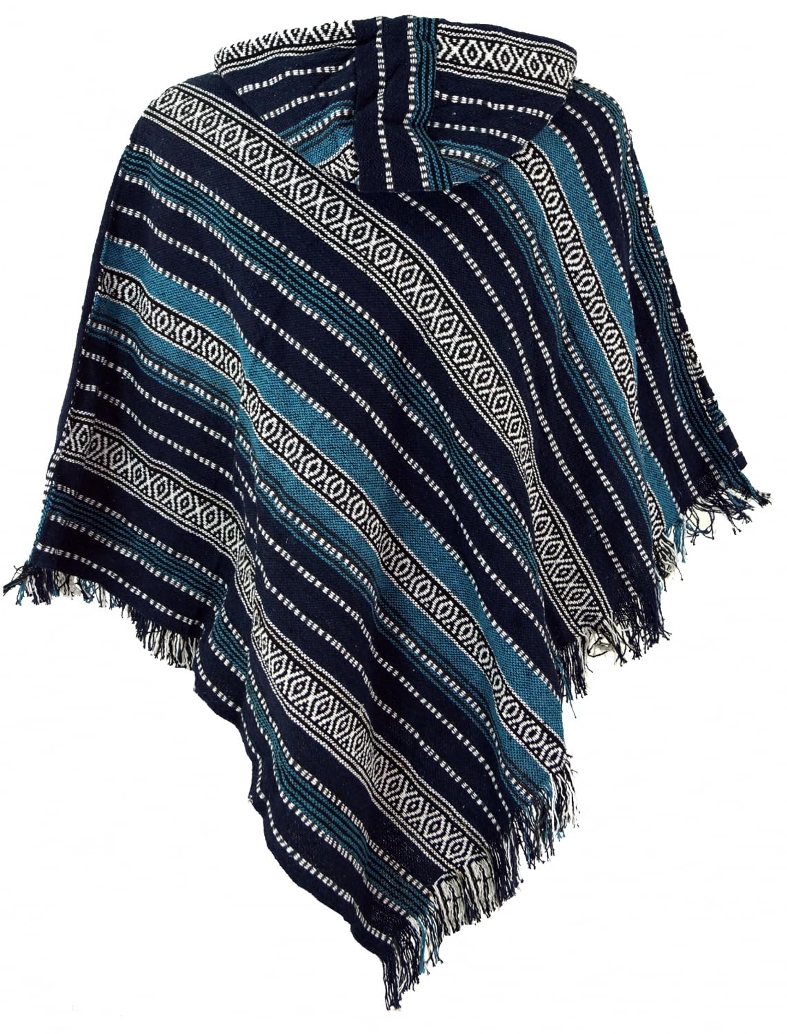 GURU SHOP Unisex Poncho Hippie Chic, Andenponcho mit Fransen, Herren/Damen