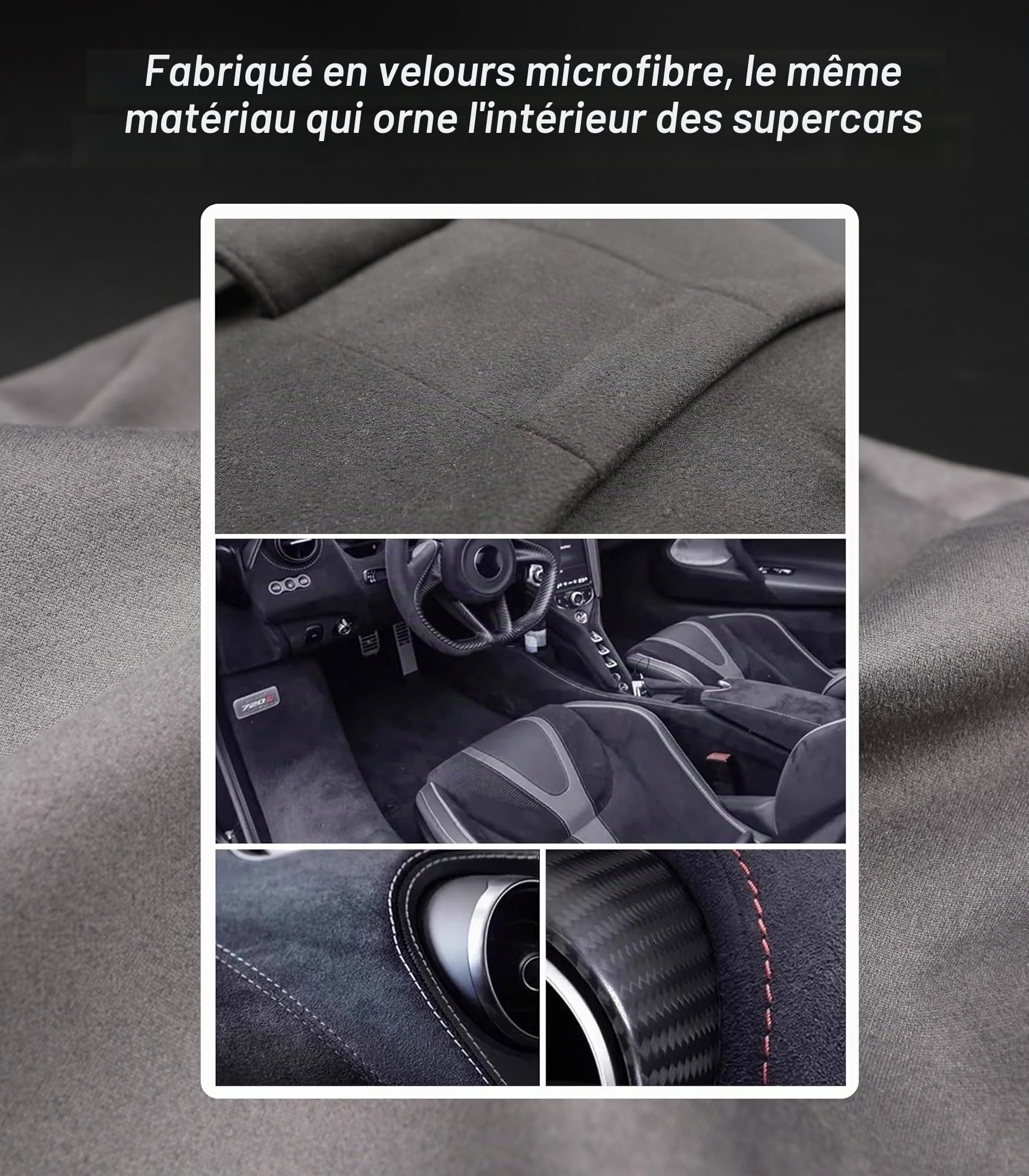 2pce Coussins de Nuque de Voiture pour siège de conducteur, Velours en Microfibre, Polyester à Base de Plantes, épaisseur/Hauteur réglable, 30 x 19 cm, Doublure intérieure remplissable