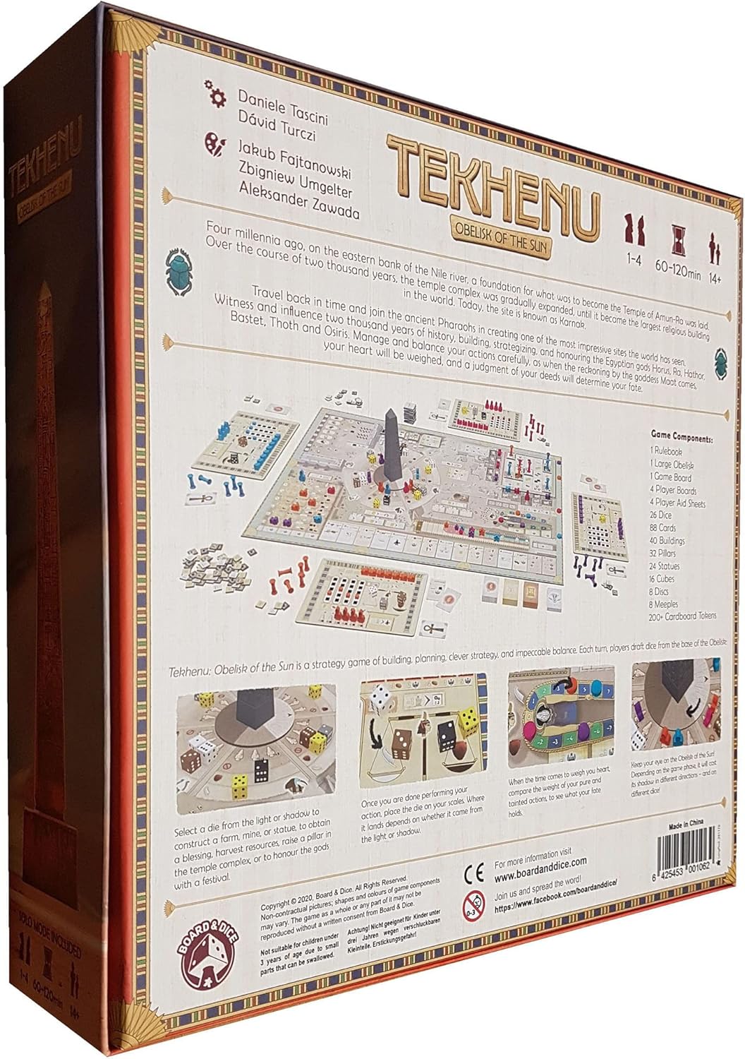 Board and Dice Tekhenu: Obelisk of The Sun - Strategy Ancient Board Game, Ages 14+, 1-4 Players, 60-120 Mins, Multicoloured