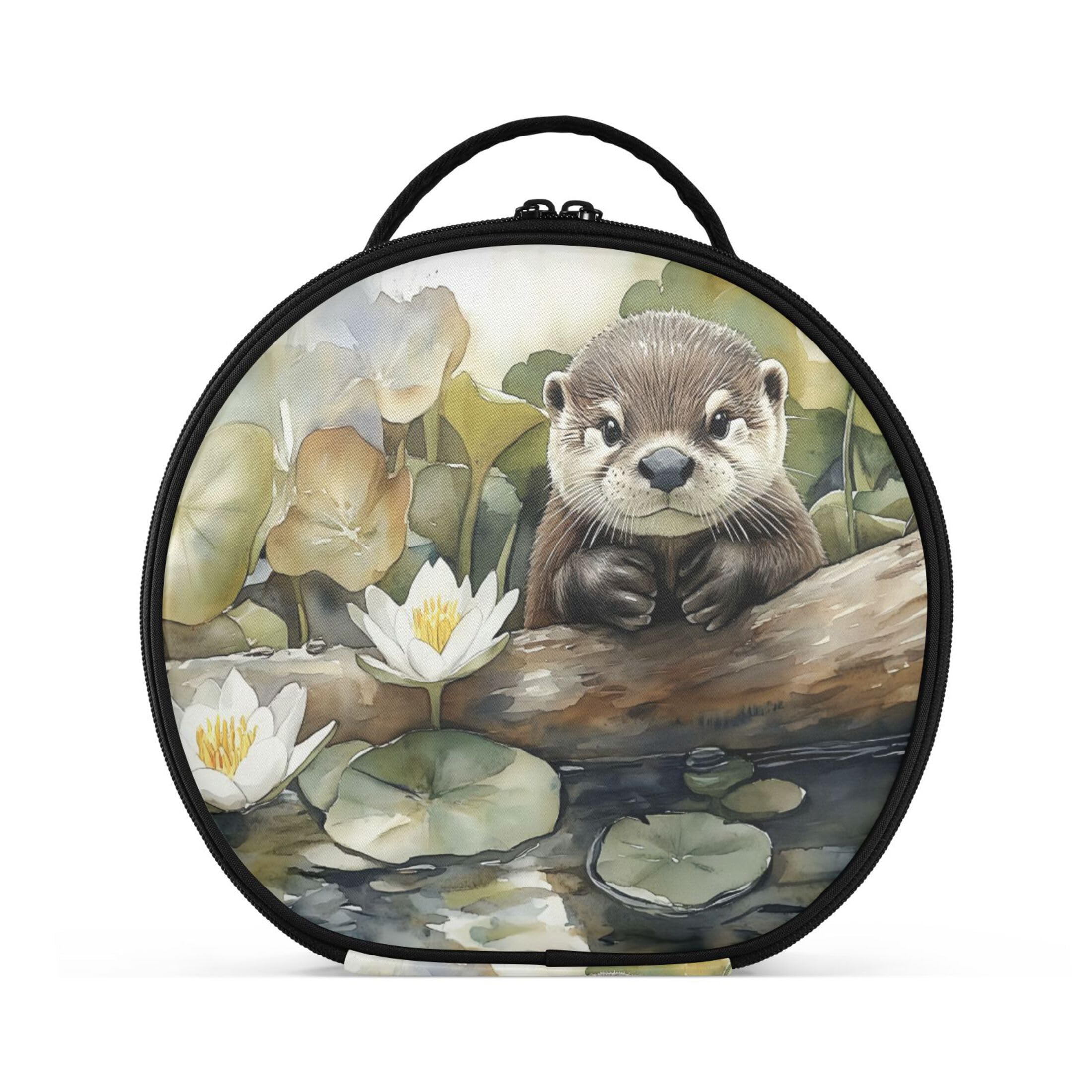 Takiito Otter in Pond Travel Makeup Case Portable Makeup Box Artist Cosmetic Case Organizer With Adjustable Dividers