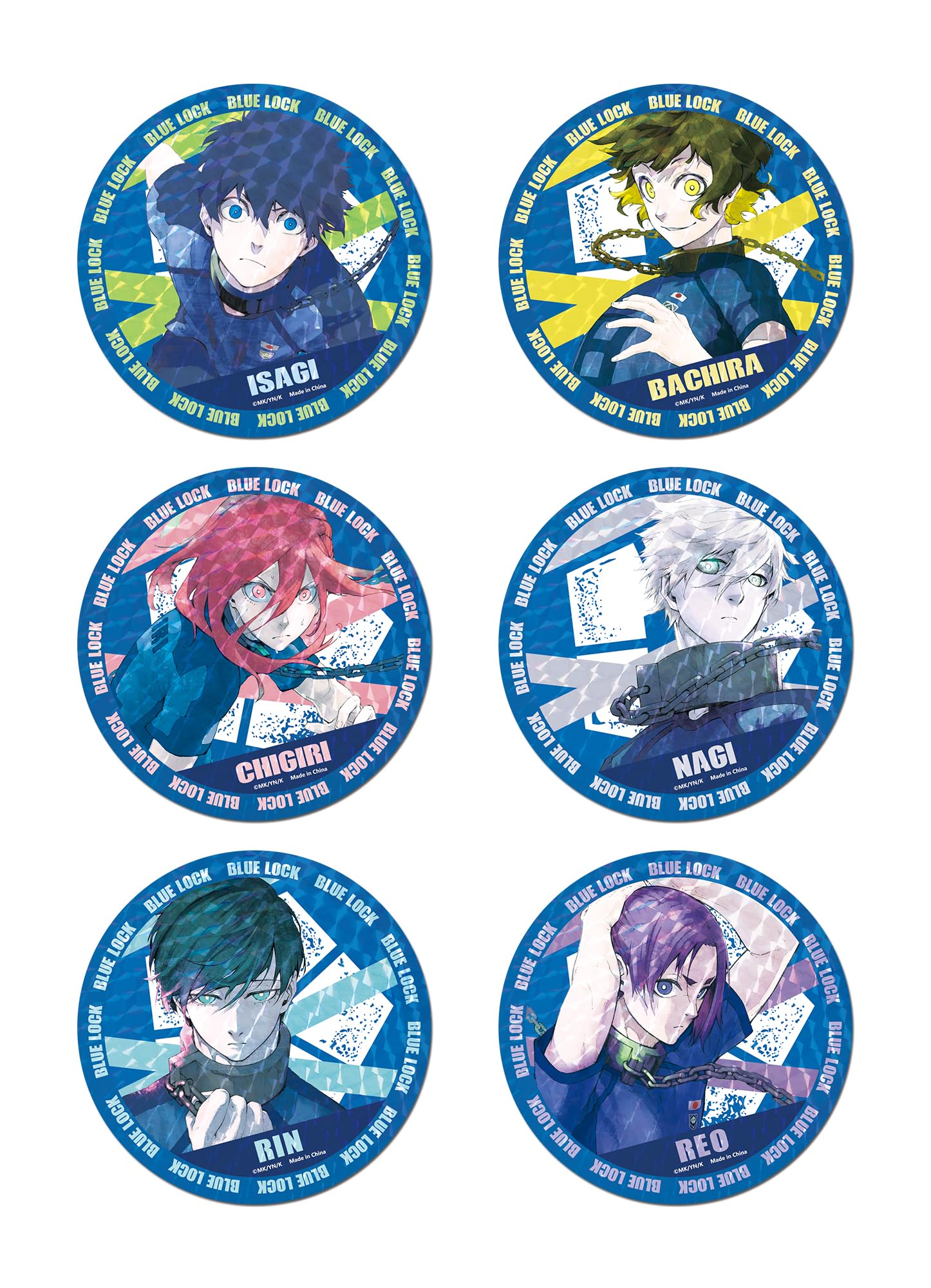 Blue Lock Manga Autocollant holographique découpé Motif couverture de groupe