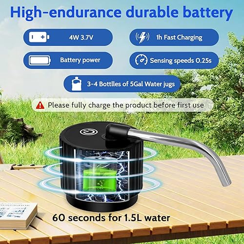 Miniatura 6 de Camping Water Dispenser for 5 Gallon Bottle,Portable USB Charging Electric Water Bottle Pump,Universal Micro Drinking Water Jug Pump,3-5 Gallon
