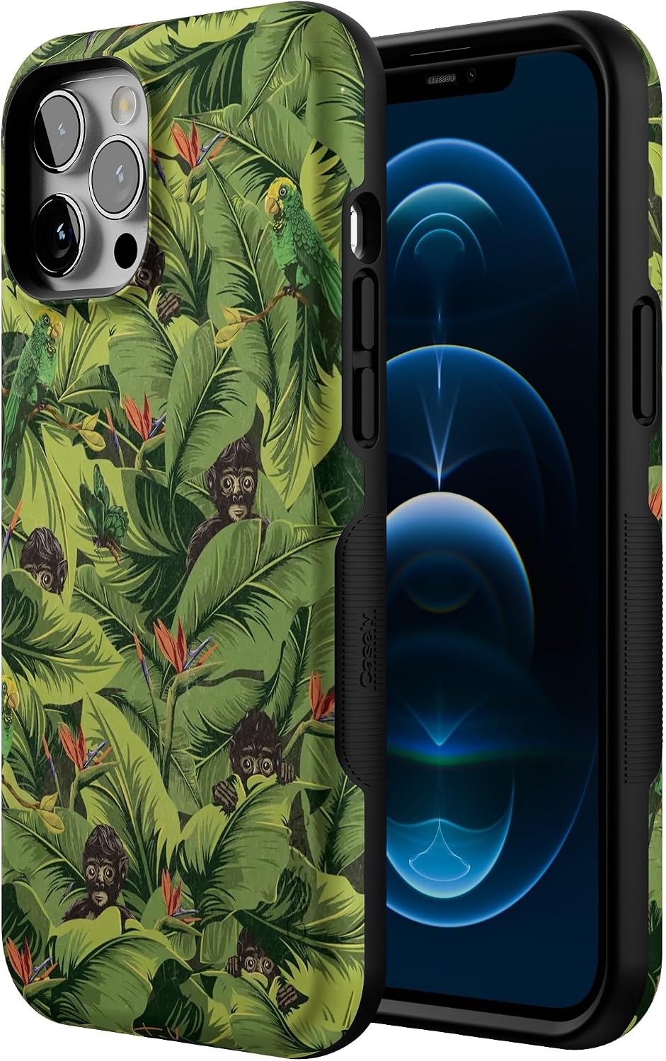 Casely iPhone 12 Pro Max Case | Sneaky Monkeys | Frida Kahlo Jungle Floral | Bold Protective Design | Compatible with MagSafe