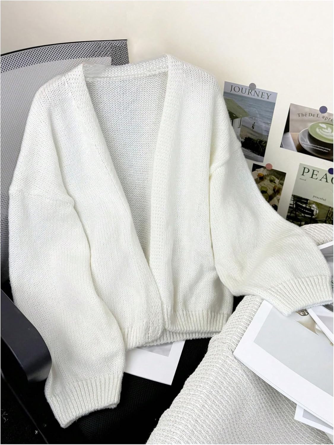 SOLY HUX Women's Open Front Knit Cardigan Long Sleeve Sweater Coat Casual Outerwear