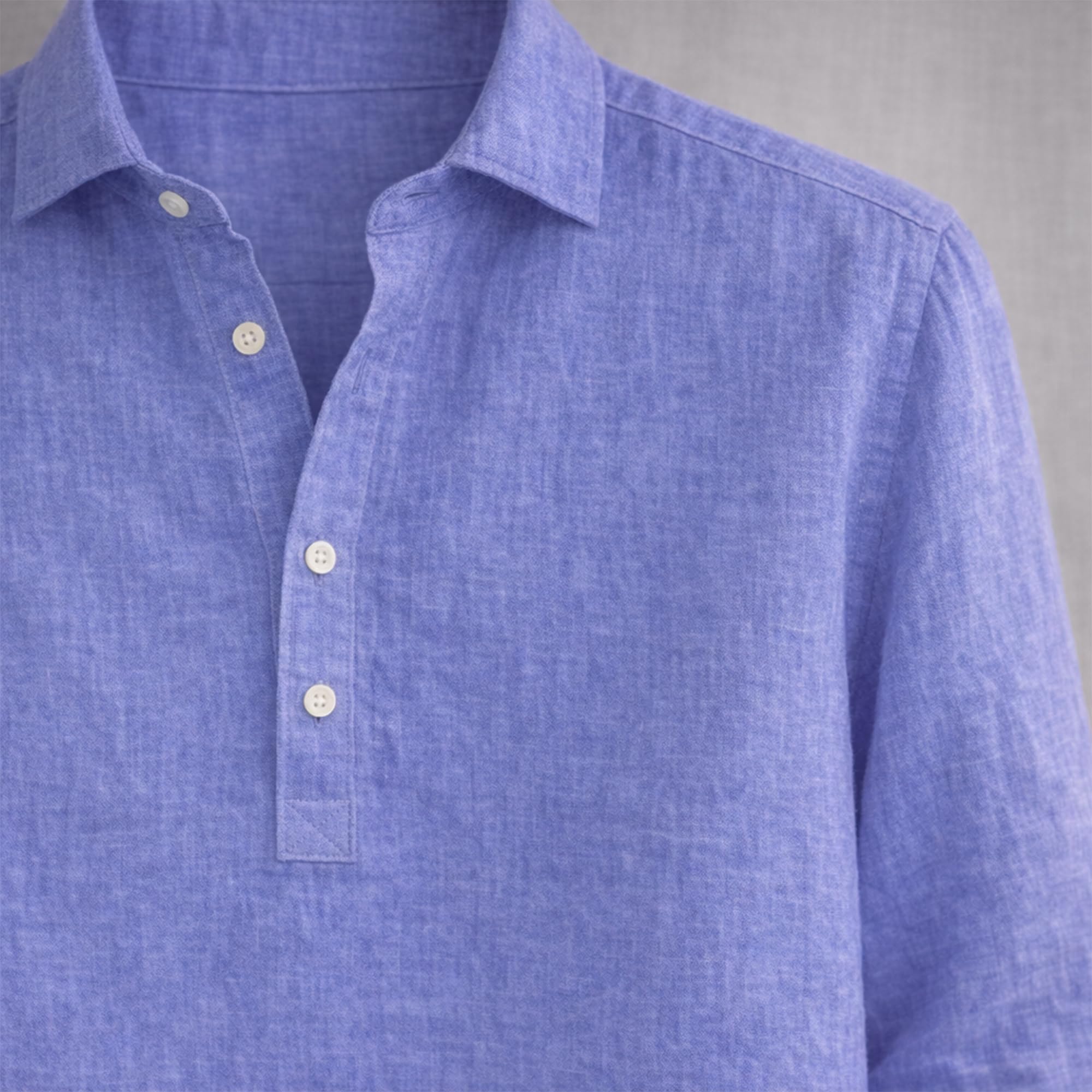 Camisa de Lino para Hombre, Manga Larga con Media Tapeta, Estilo Casual Transpirable para Verano y Playa, Camisa Ligera de Diseño Minimalista