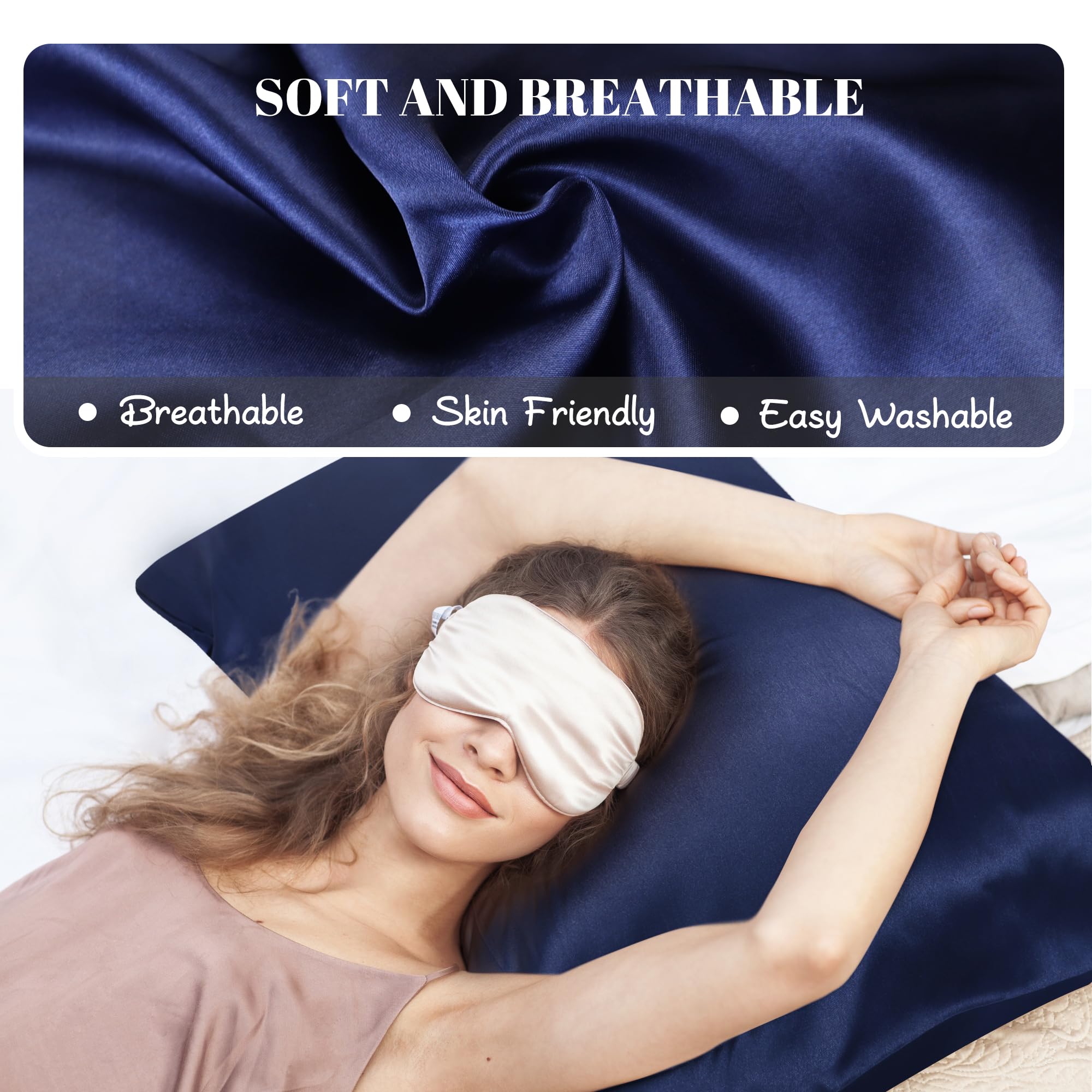 Satin Pillowcase for Hair and Skin 2 Pack, Softer than silk,Silky Pillow Cases Set - Image 3