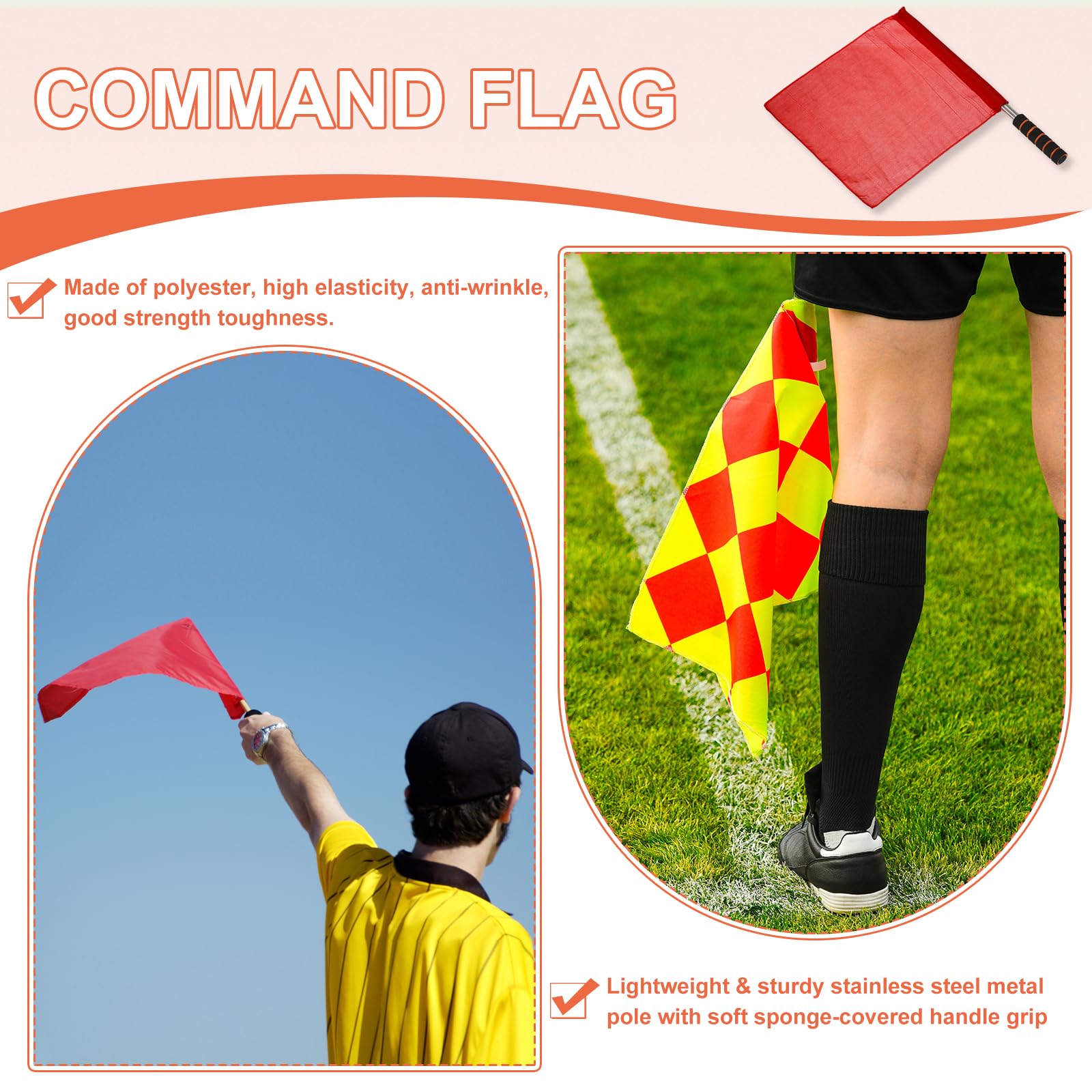 PATIKIL Arbitre Drapeau 4Pcs Inox Acier Poteau Éponge Poignée pour Football Terrain Sports Juge Signal Vert