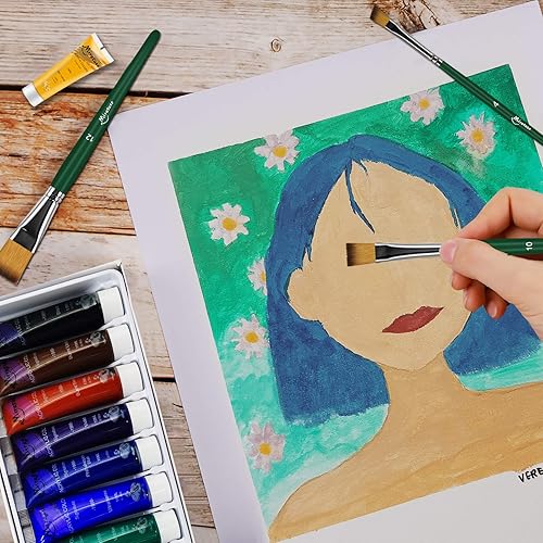 Miniatura 4 de Miratuso Art Supplies - Juego de arte de 27 piezas con 2 caballetes de mesa, pintura acrílica de 12 colores, 10 pinceles de pintura, 3 paneles de